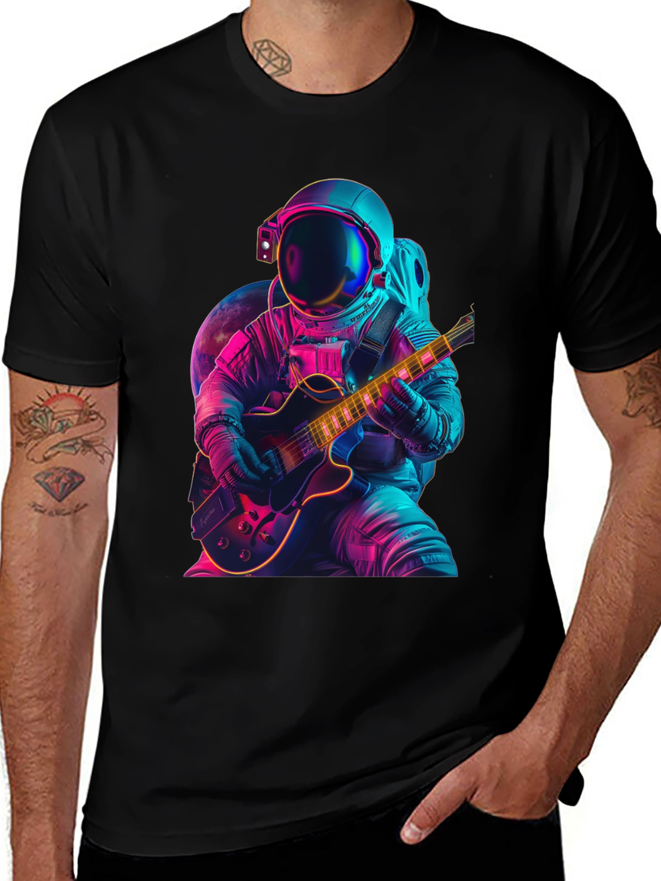 Astronaut Guitar Player T-Shirt - Space Rocker Tee