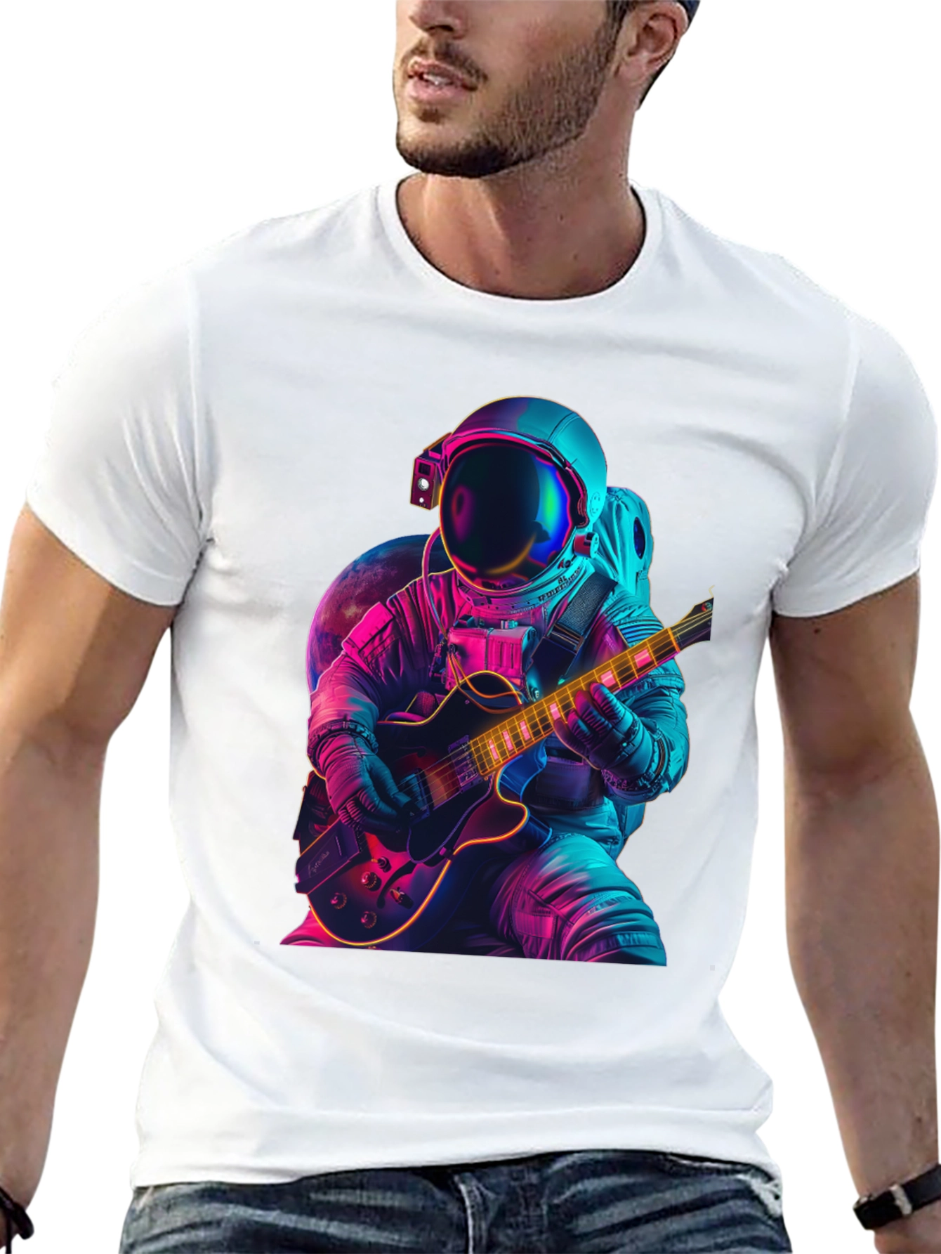 Astronaut Guitar Player T-Shirt - Space Rocker Tee