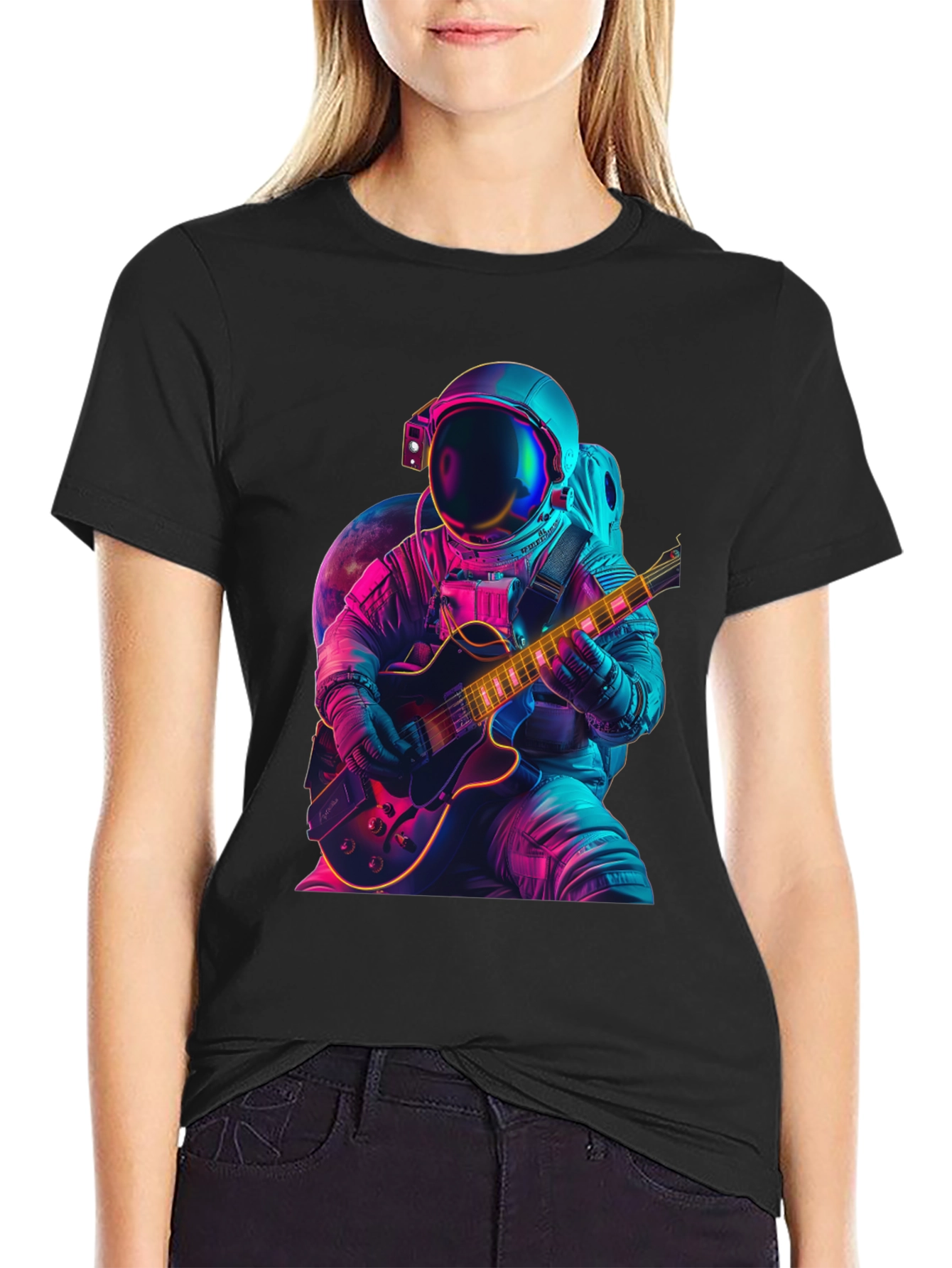 Astronaut Guitar Player T-Shirt - Space Rocker Tee