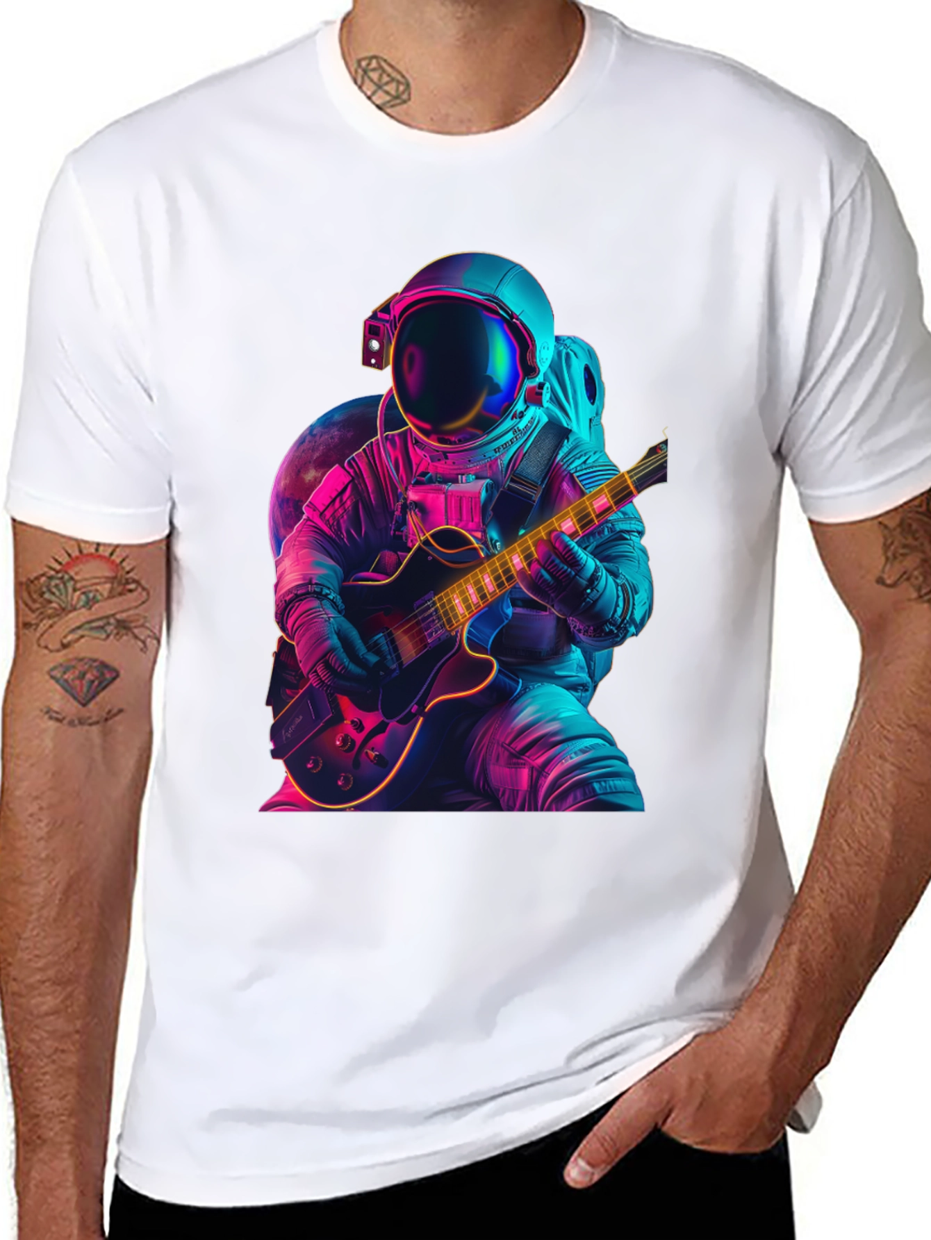 Astronaut Guitar Player T-Shirt - Space Rocker Tee