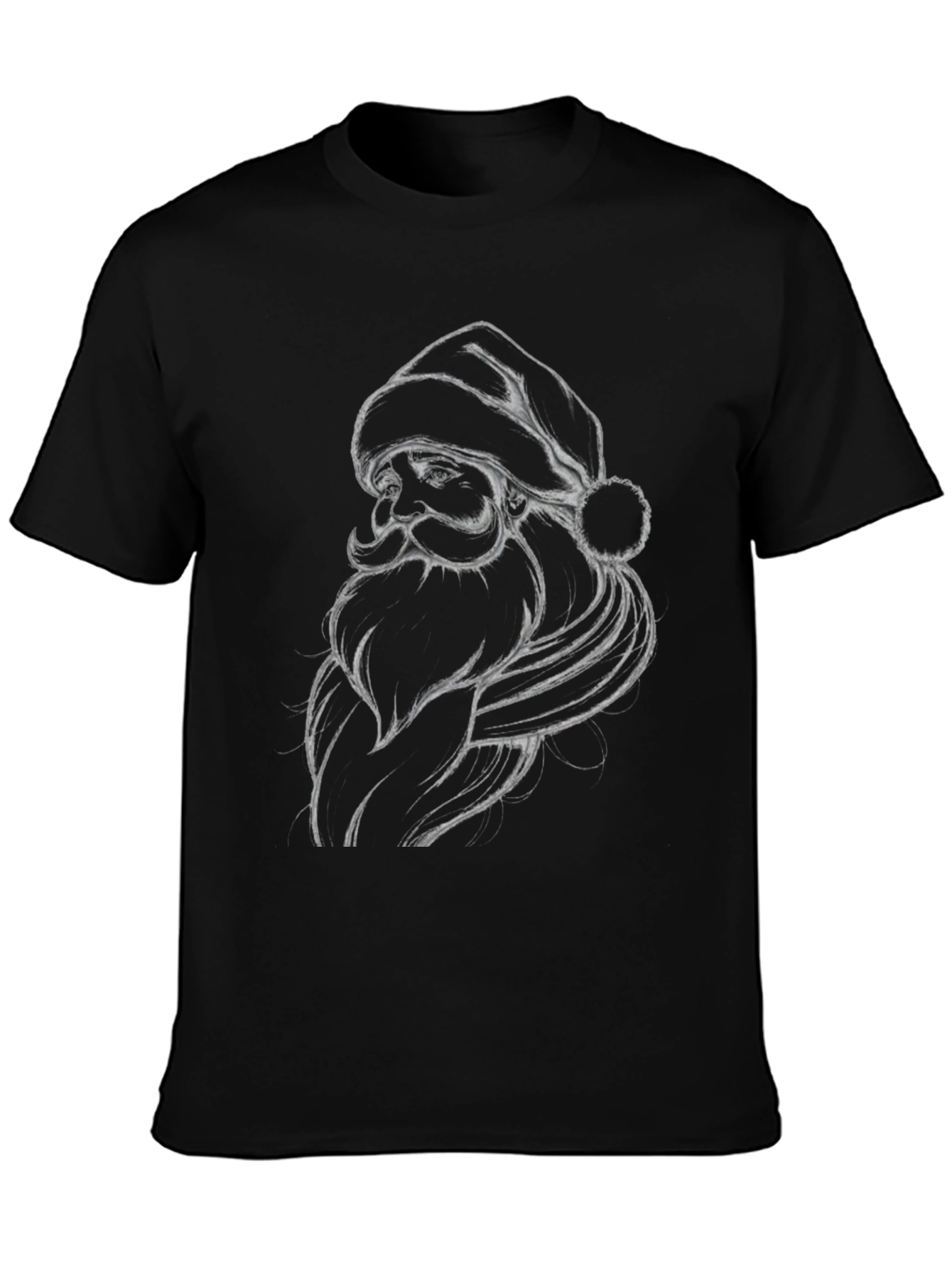 Santa Sketch Graphic Black T-Shirt