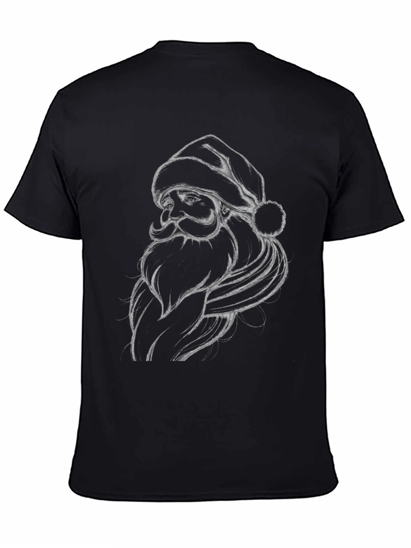 Santa Sketch Graphic Black T-Shirt
