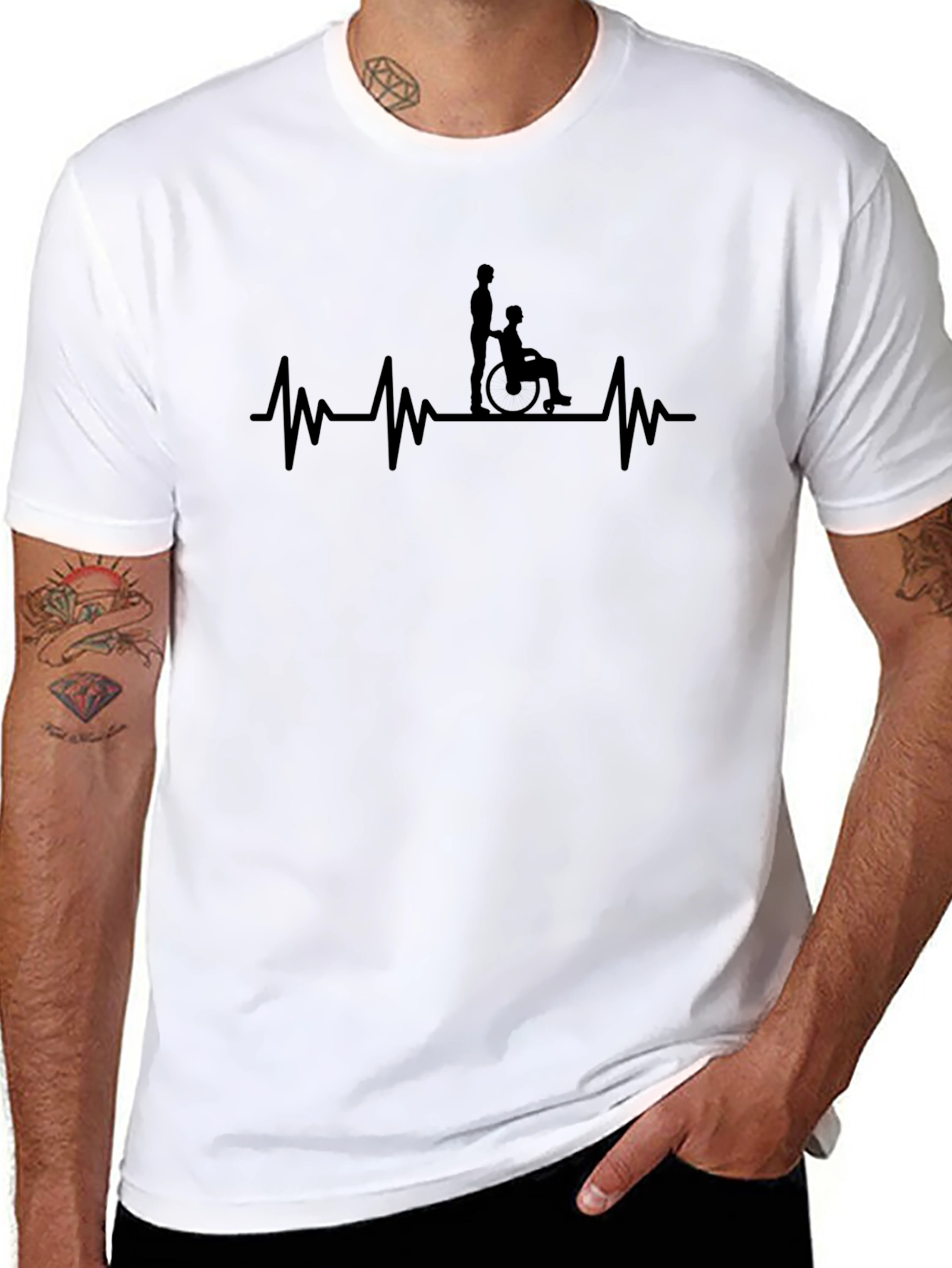 Black Heartbeat Wheelchair T-Shirt