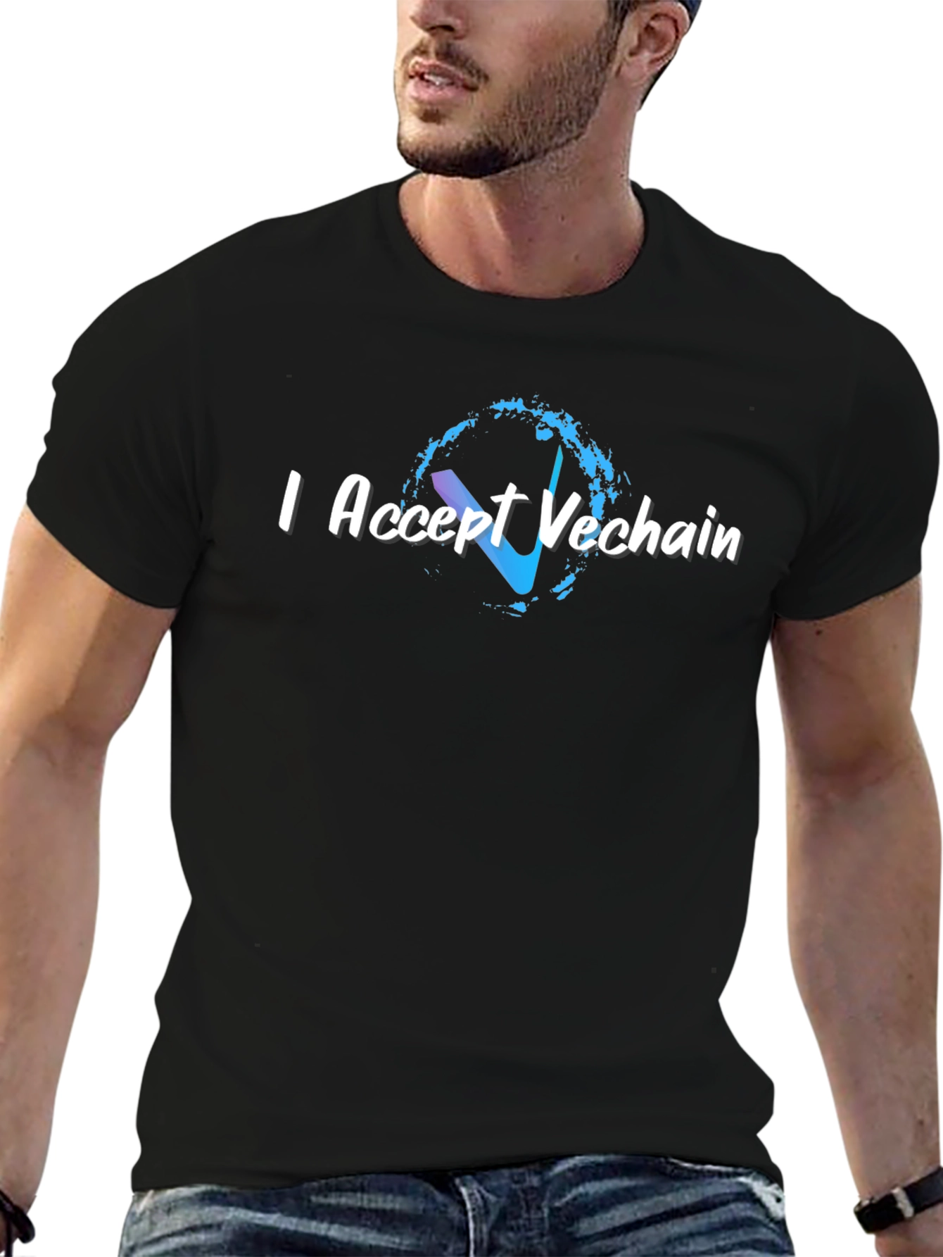 I Accept VeChain Black T-Shirt Crypto Currency Tee
