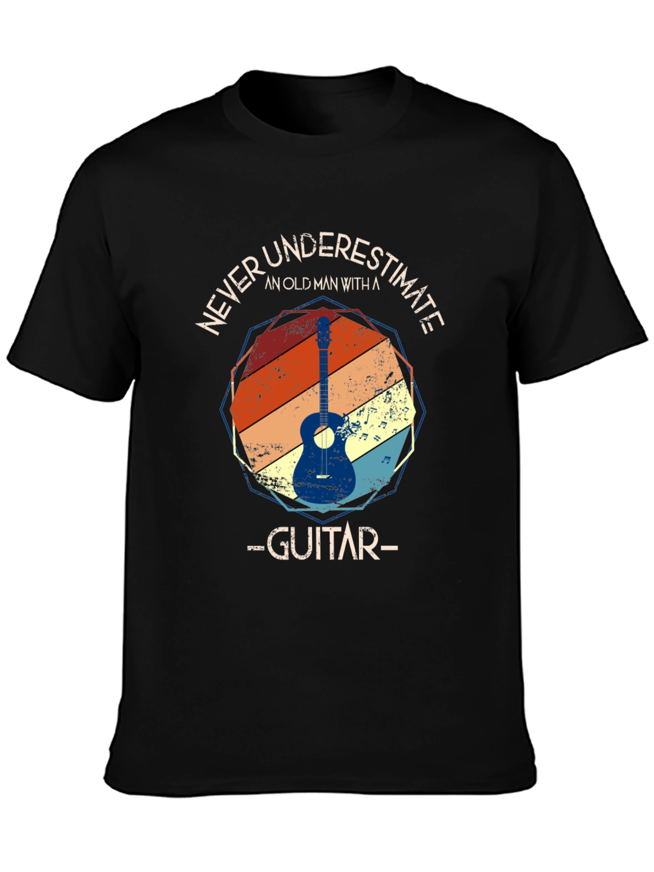 Never Underestimate Old Man with Guitar T-Shirt