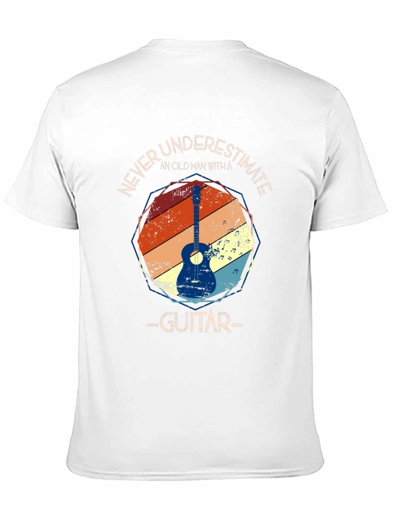 Never Underestimate Old Man with Guitar T-Shirt