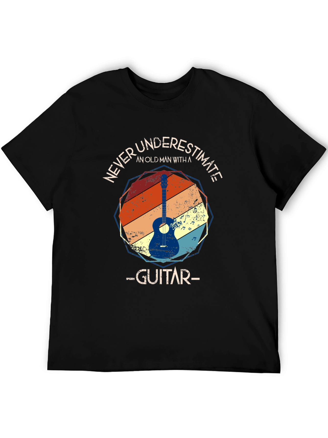 Never Underestimate Old Man with Guitar T-Shirt