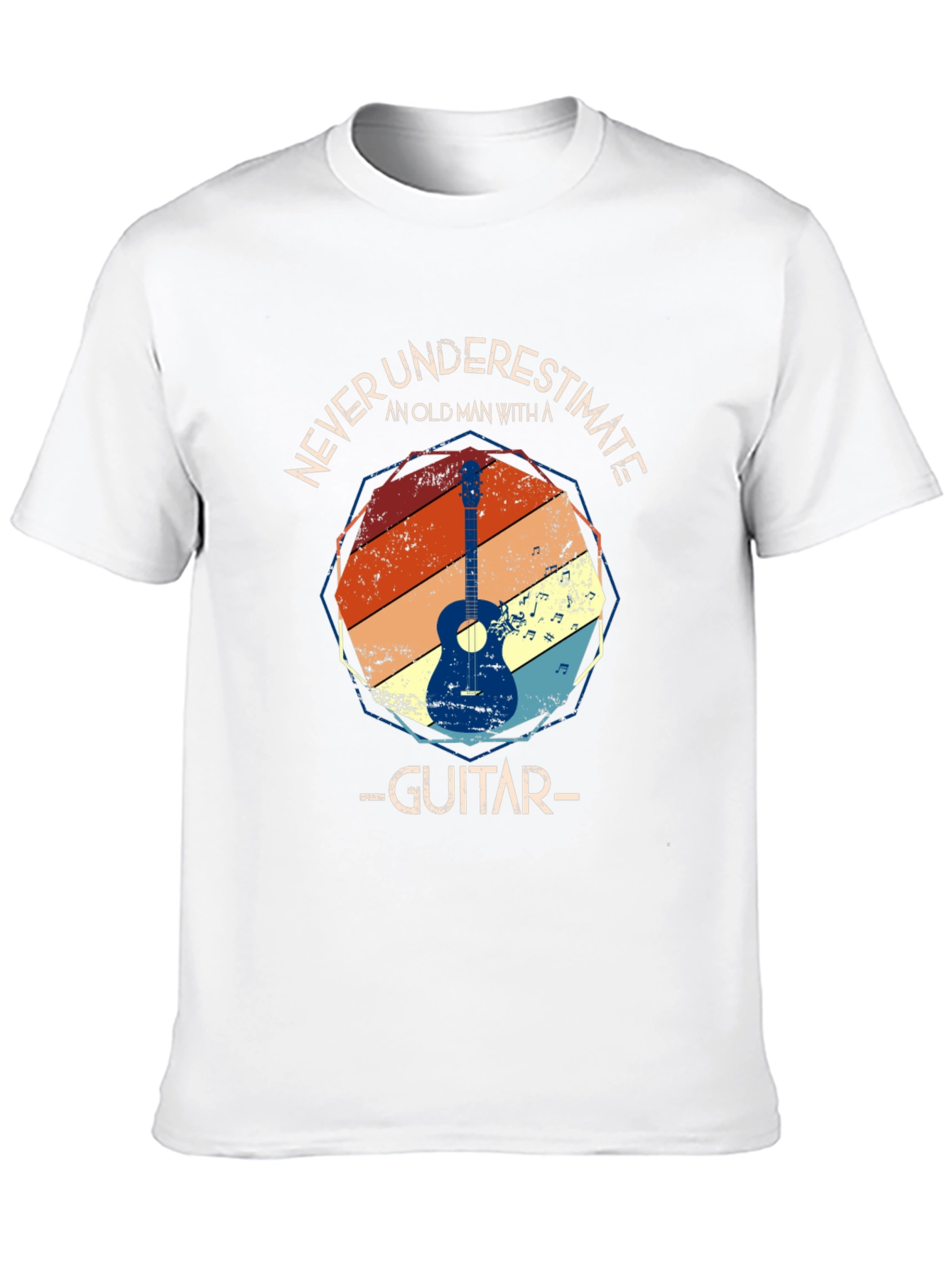 Never Underestimate Old Man with Guitar T-Shirt