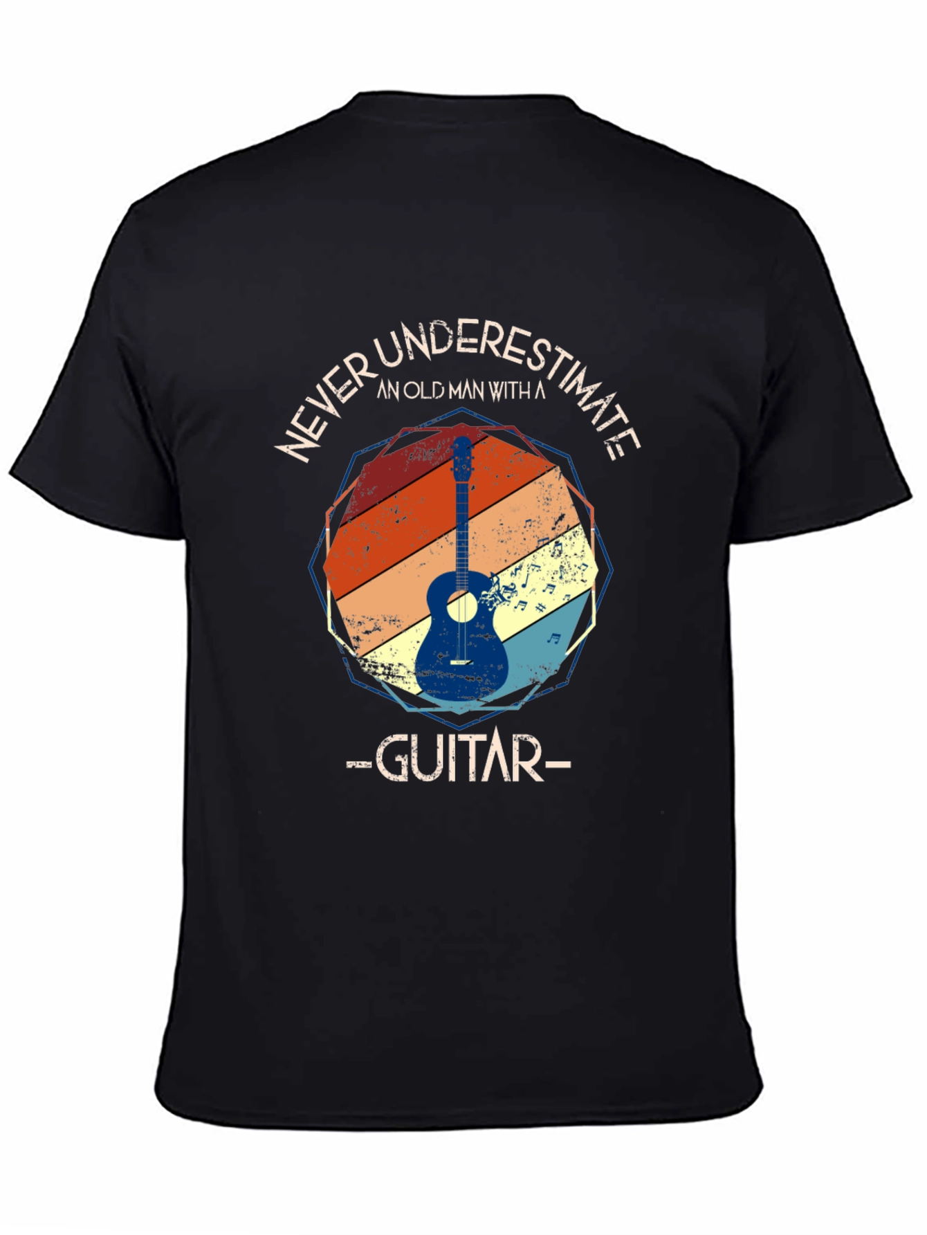 Never Underestimate Old Man with Guitar T-Shirt