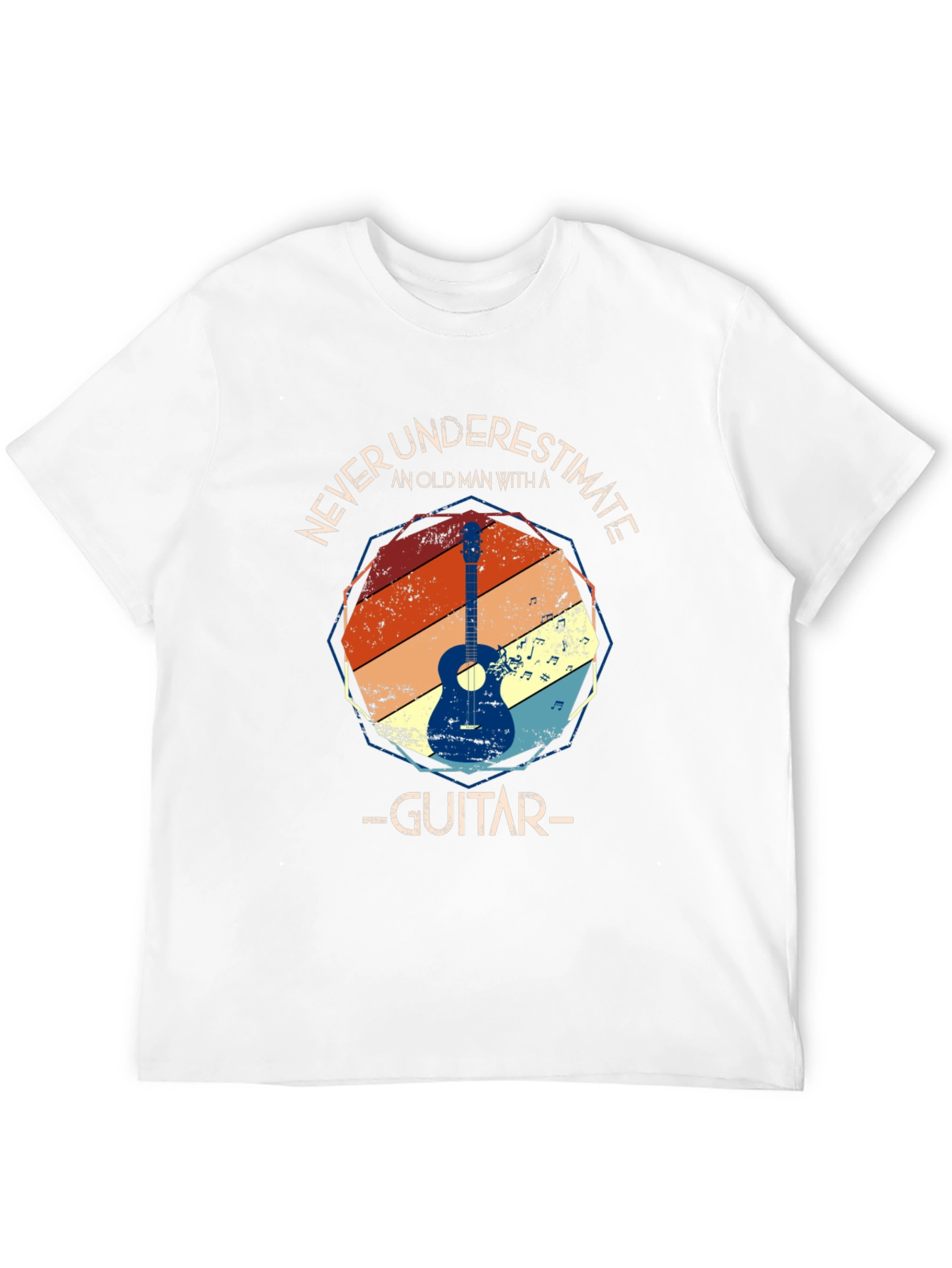 Never Underestimate Old Man with Guitar T-Shirt