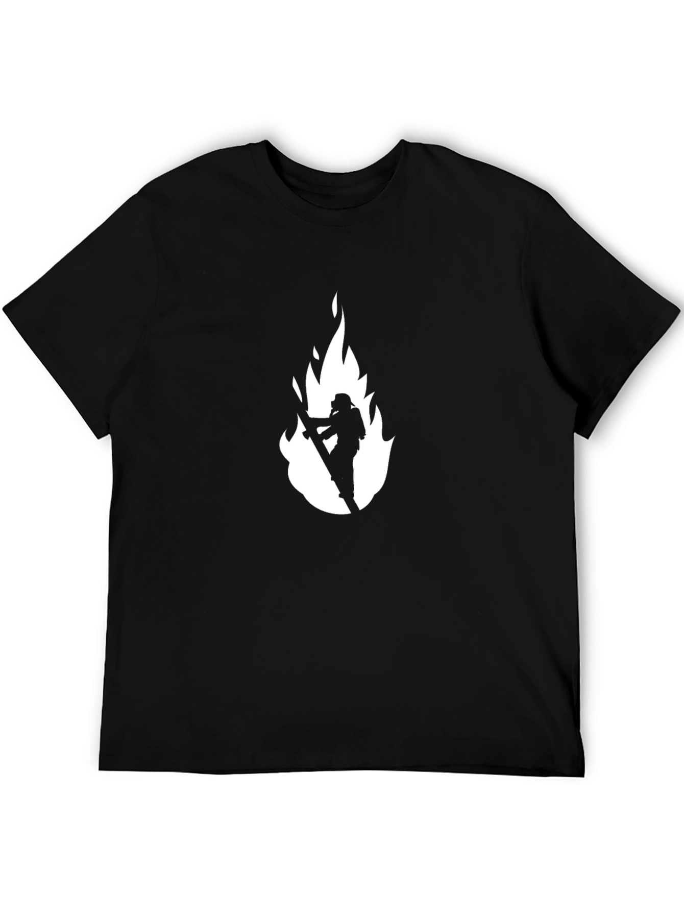 Firefighter Flame Graphic T-Shirt - Black Cotton Tee