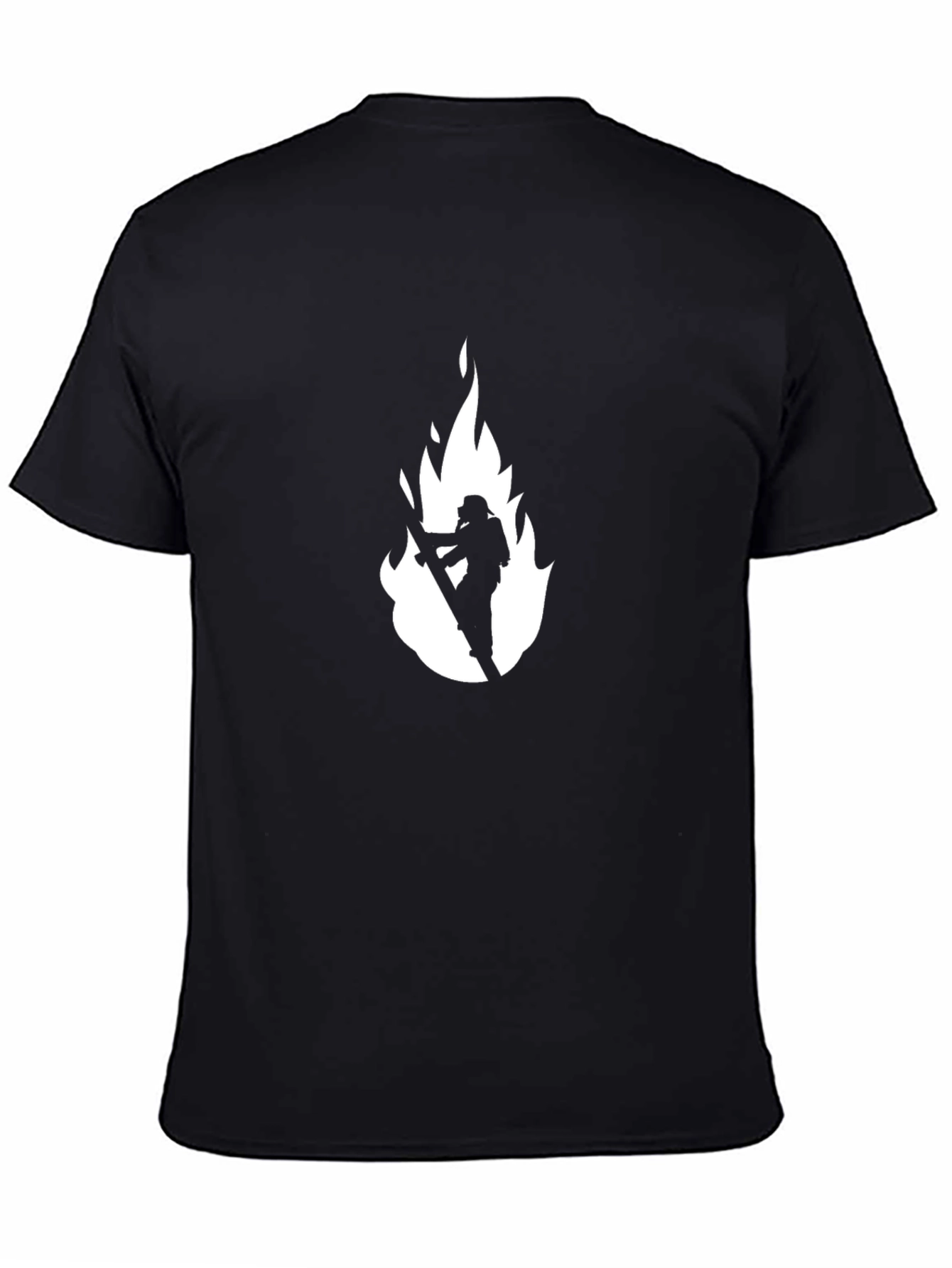 Firefighter Flame Graphic T-Shirt - Black Cotton Tee