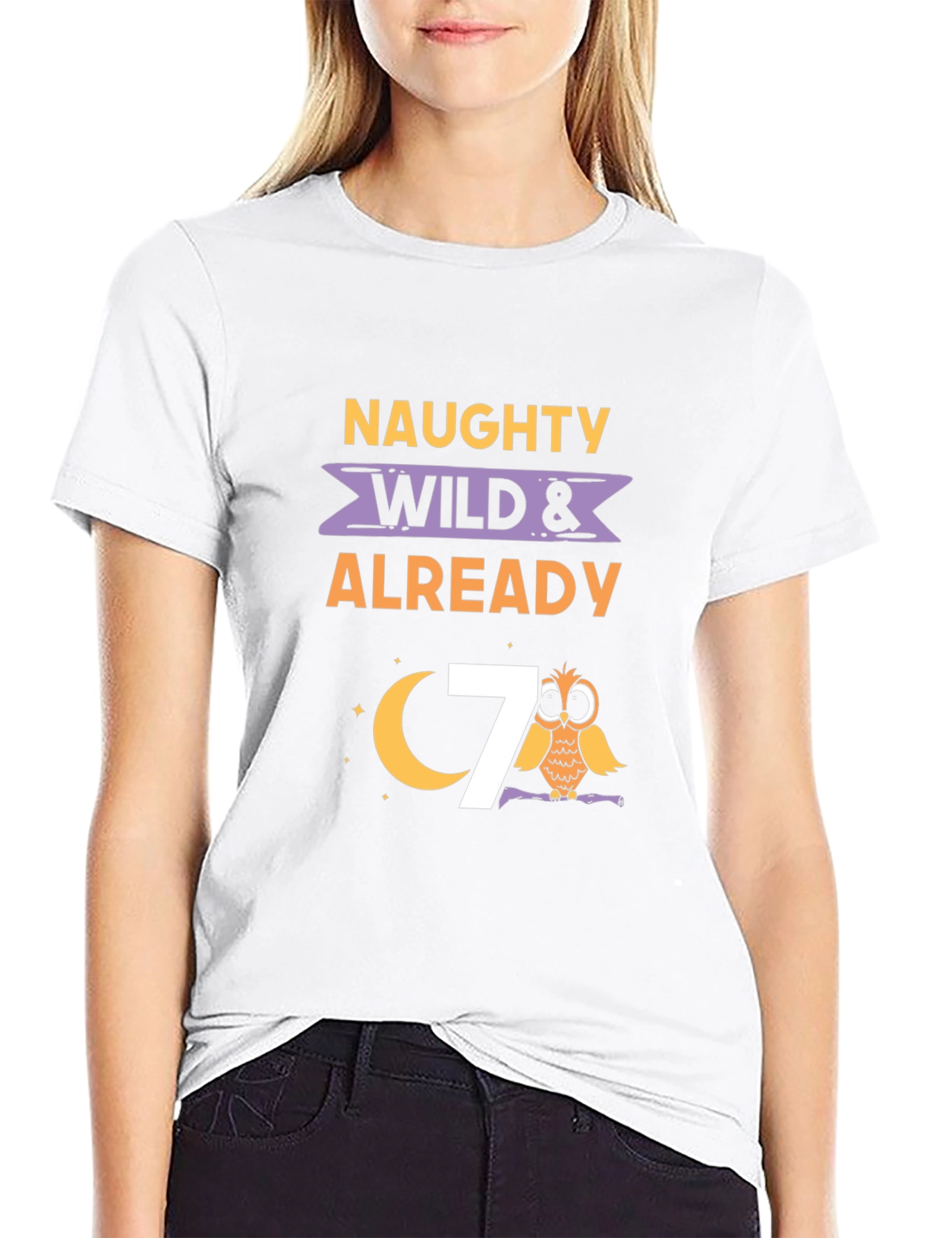 Naughty Wild & Already 7 Owl Birthday Shirt