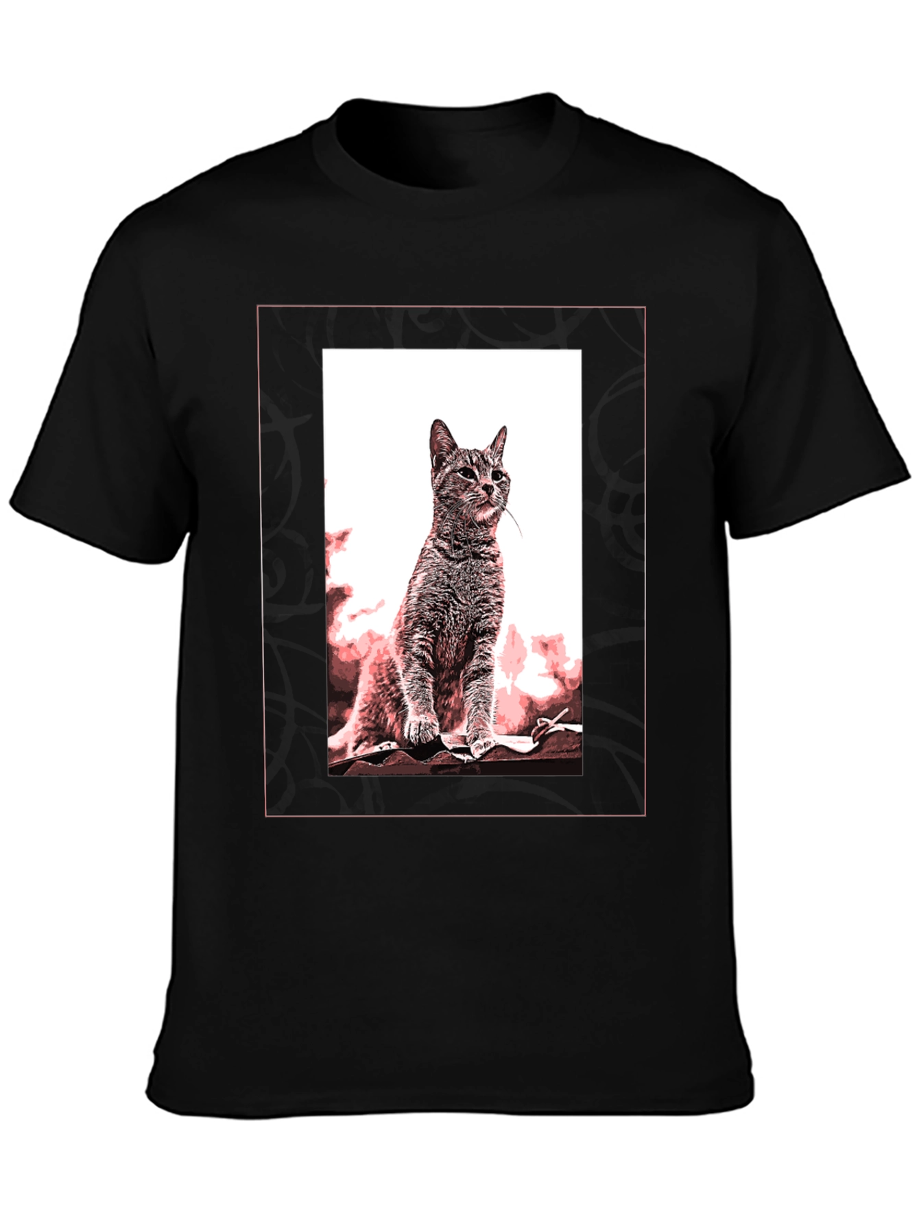 Cat Art Graphic Black T-Shirt