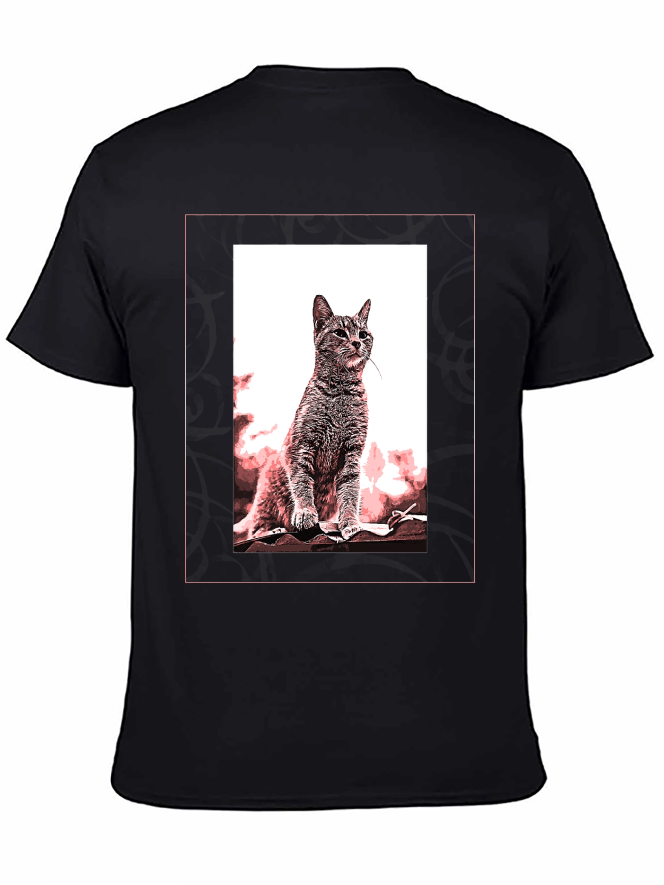 Cat Art Graphic Black T-Shirt