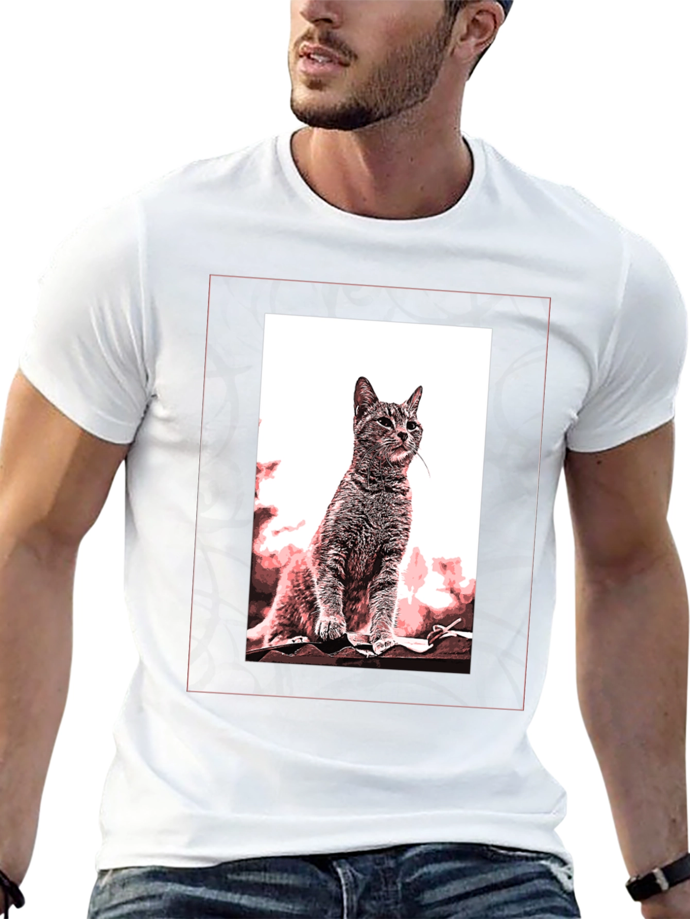 Cat Art Graphic Black T-Shirt
