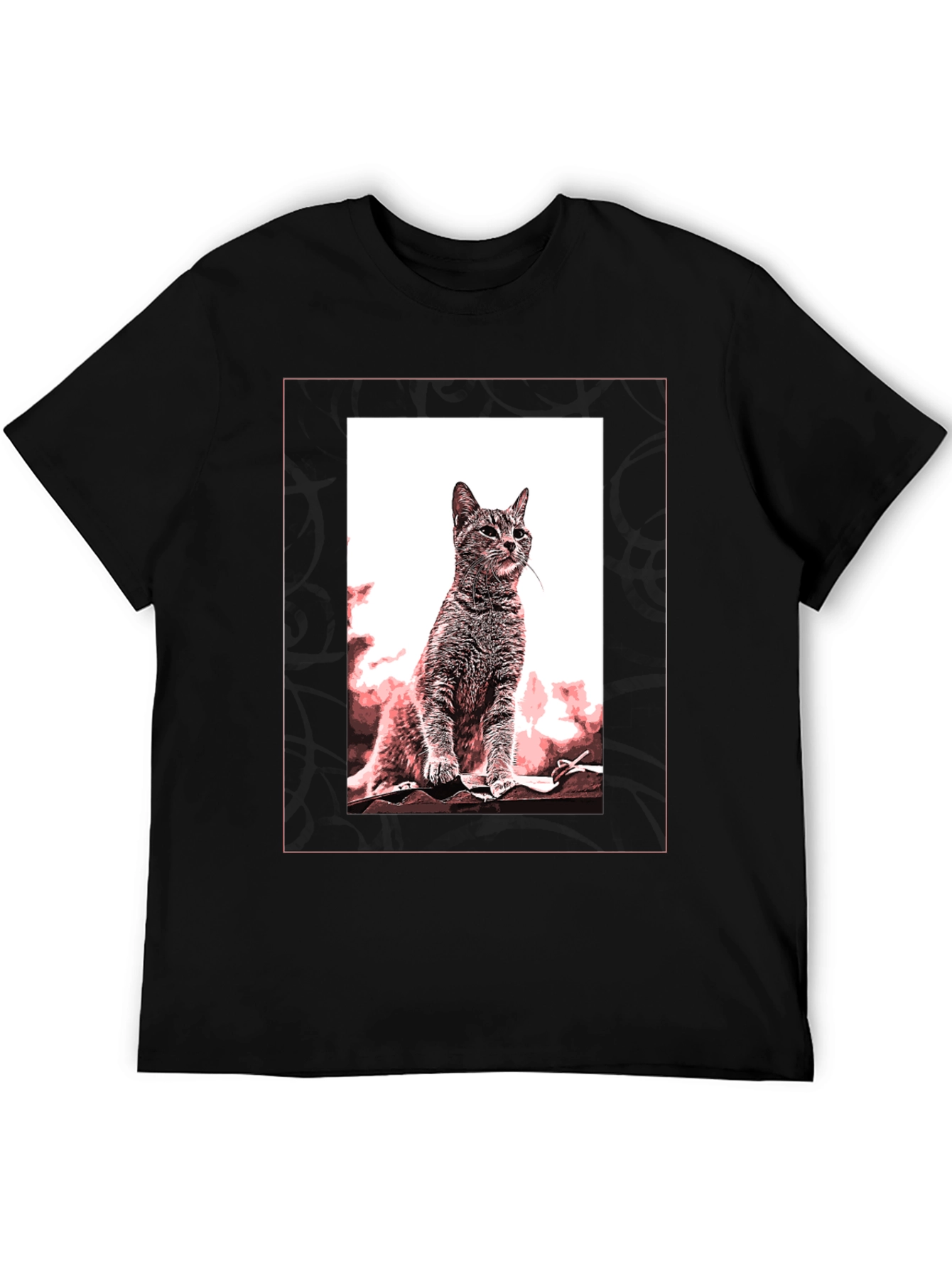 Cat Art Graphic Black T-Shirt