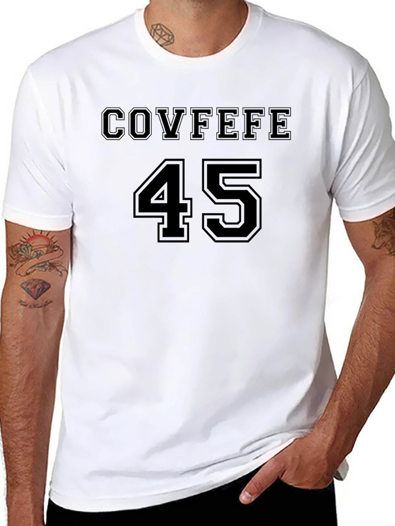 COVFEFE 45 Mens Black Graphic T-Shirt
