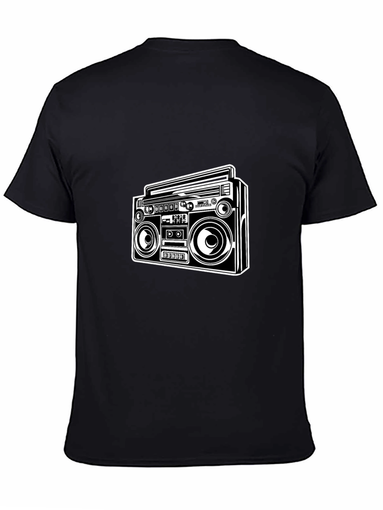 Retro Boombox Graphic Tee - Classic Black T-Shirt