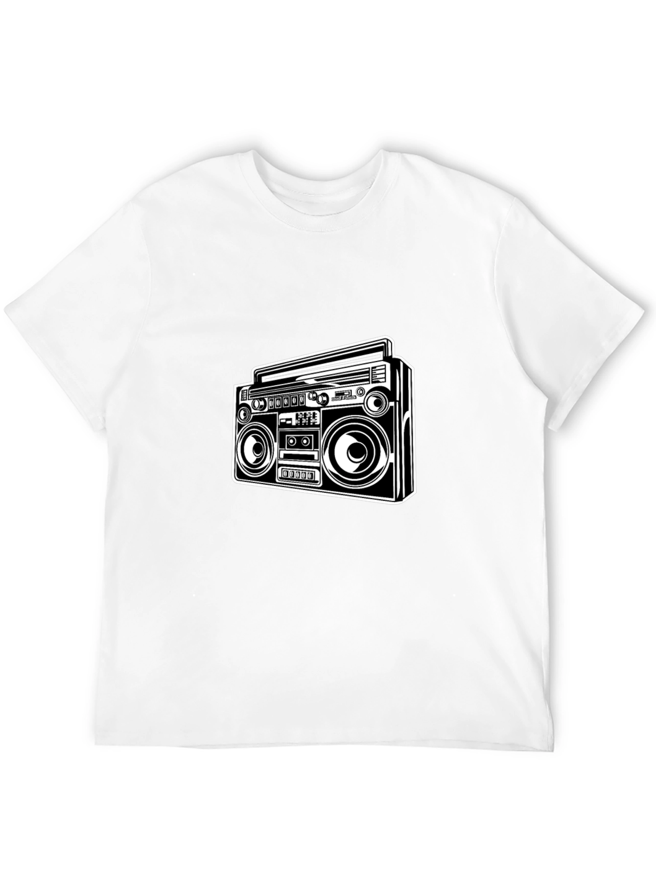 Retro Boombox Graphic Tee - Classic Black T-Shirt
