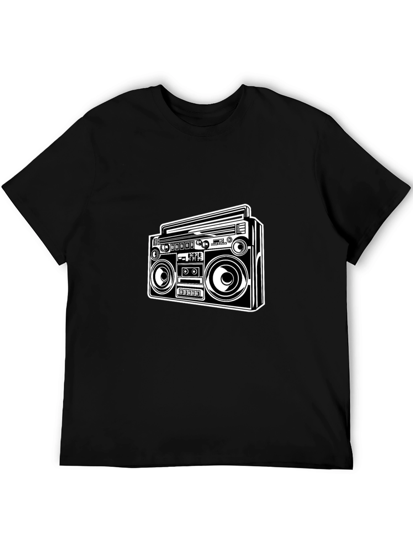 Retro Boombox Graphic Tee - Classic Black T-Shirt