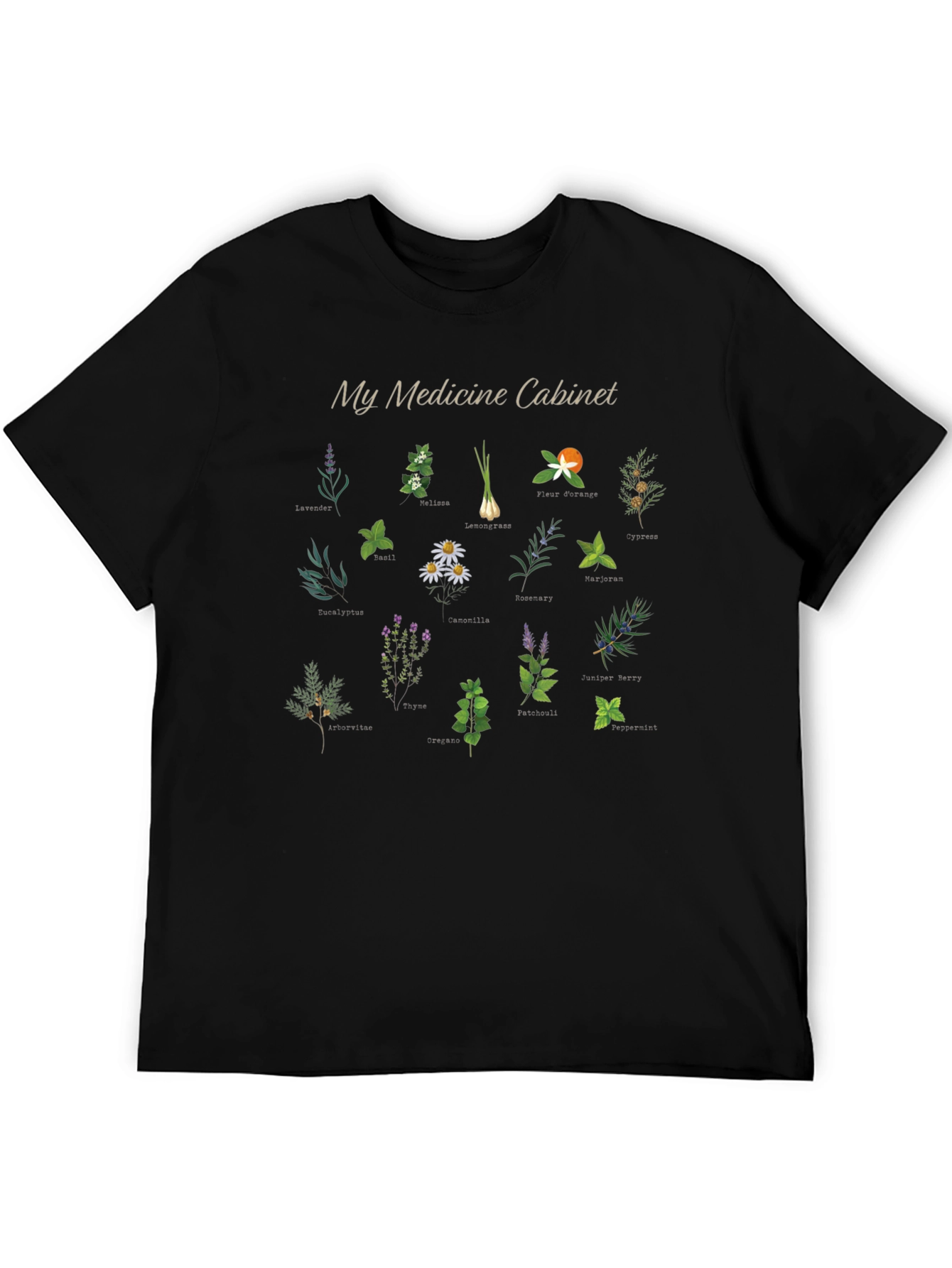 Herbal Medicine Cabinet Black Graphic T-Shirt