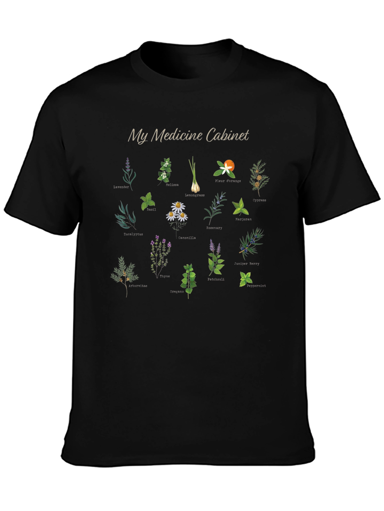 Herbal Medicine Cabinet Black Graphic T-Shirt