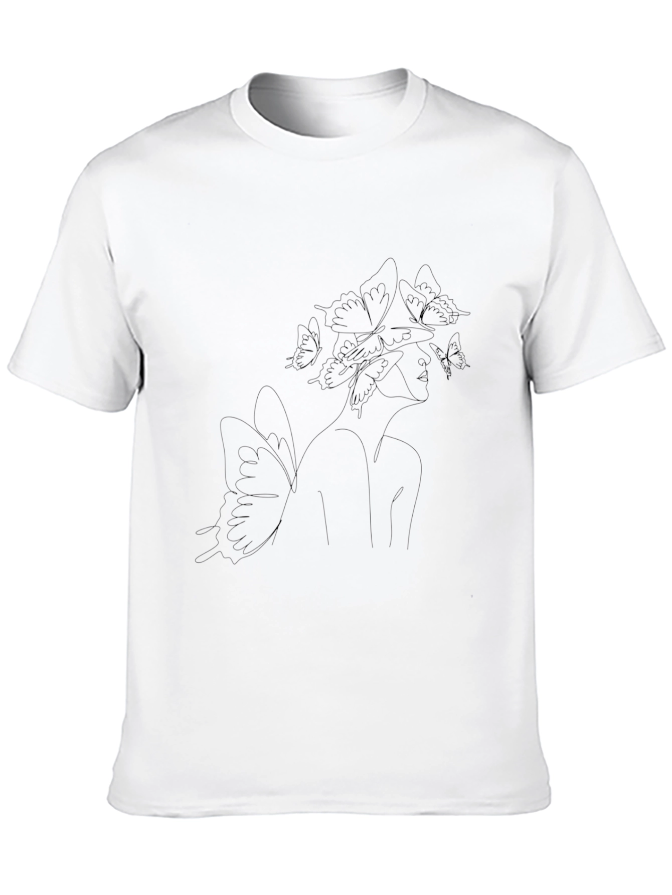 Elegant Black T-Shirt with Artistic Butterfly Design