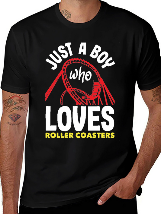 Just a Boy Who Loves Roller Coasters Graphic Tee
