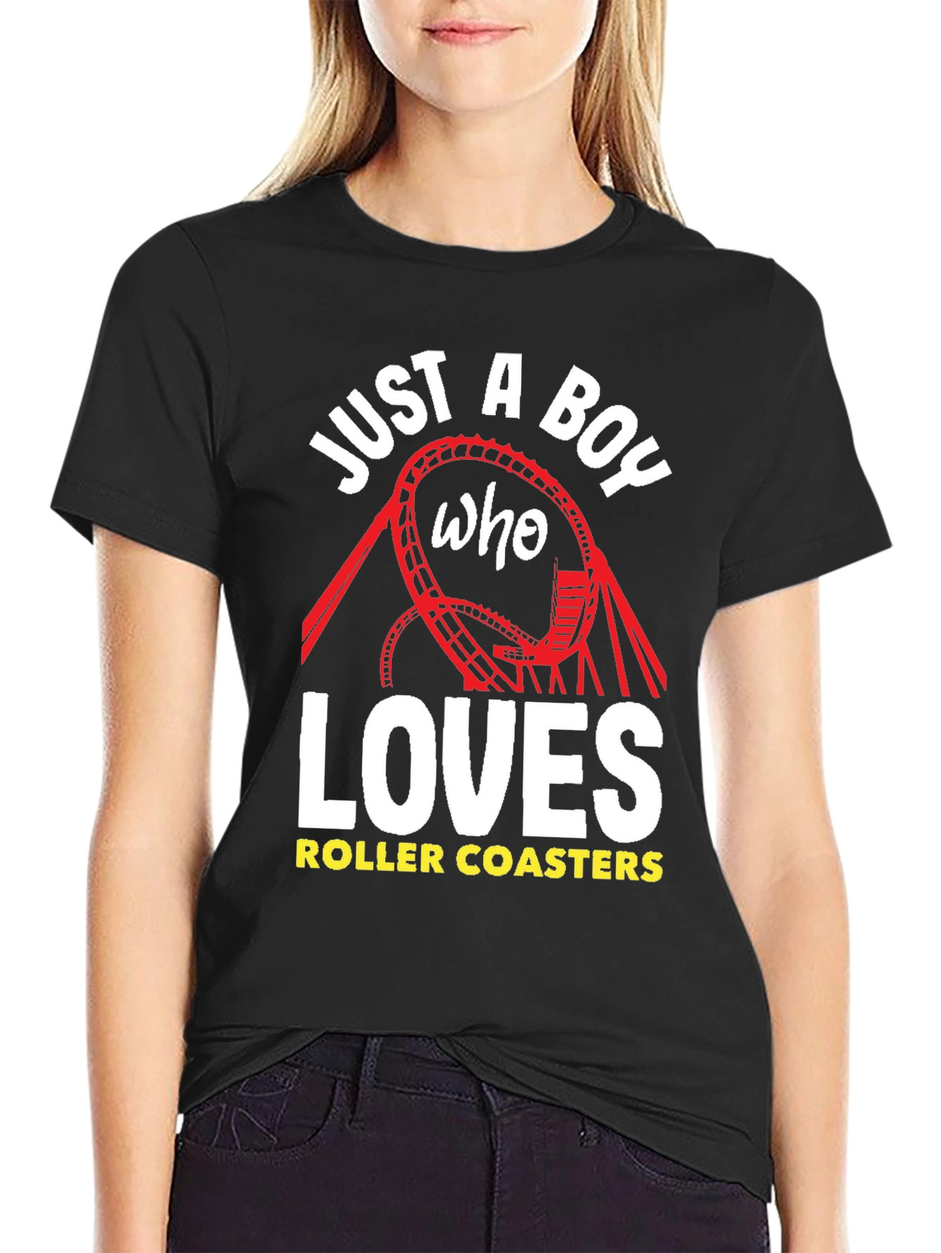 Just a Boy Who Loves Roller Coasters Graphic Tee