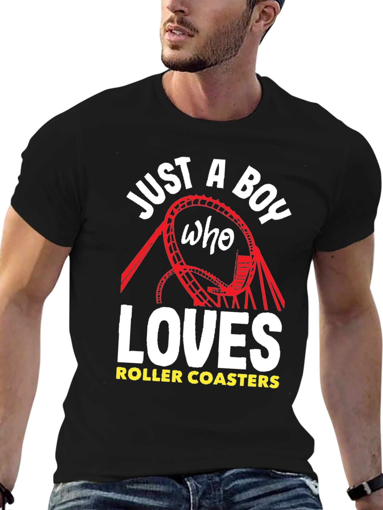 Just a Boy Who Loves Roller Coasters Graphic Tee