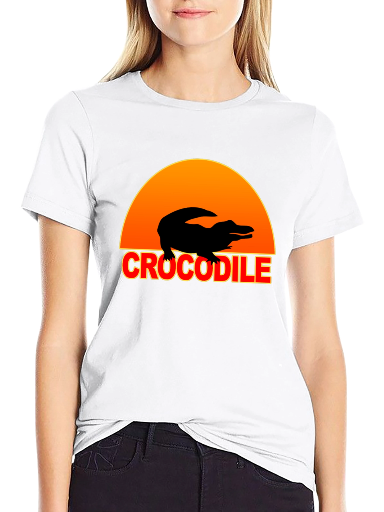 Crocodile Sunset Graphic Tee - Black