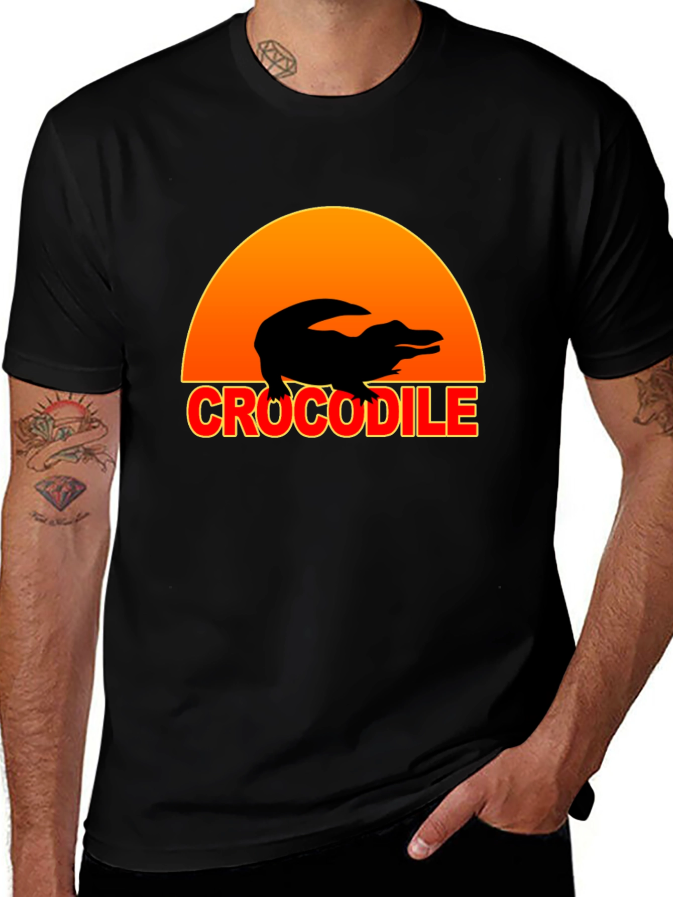 Crocodile Sunset Graphic Tee - Black