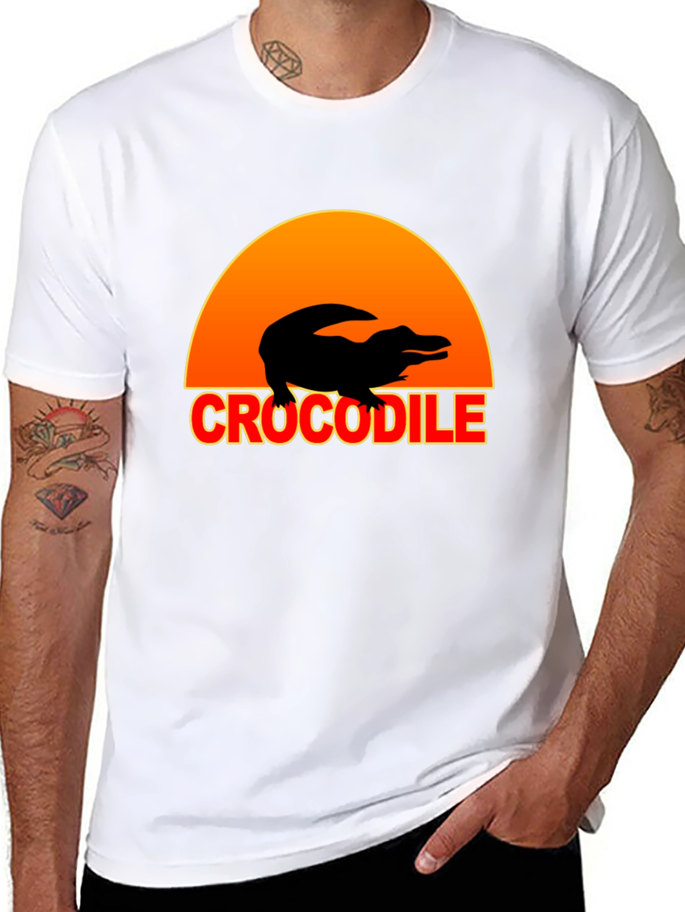 Crocodile Sunset Graphic Tee - Black