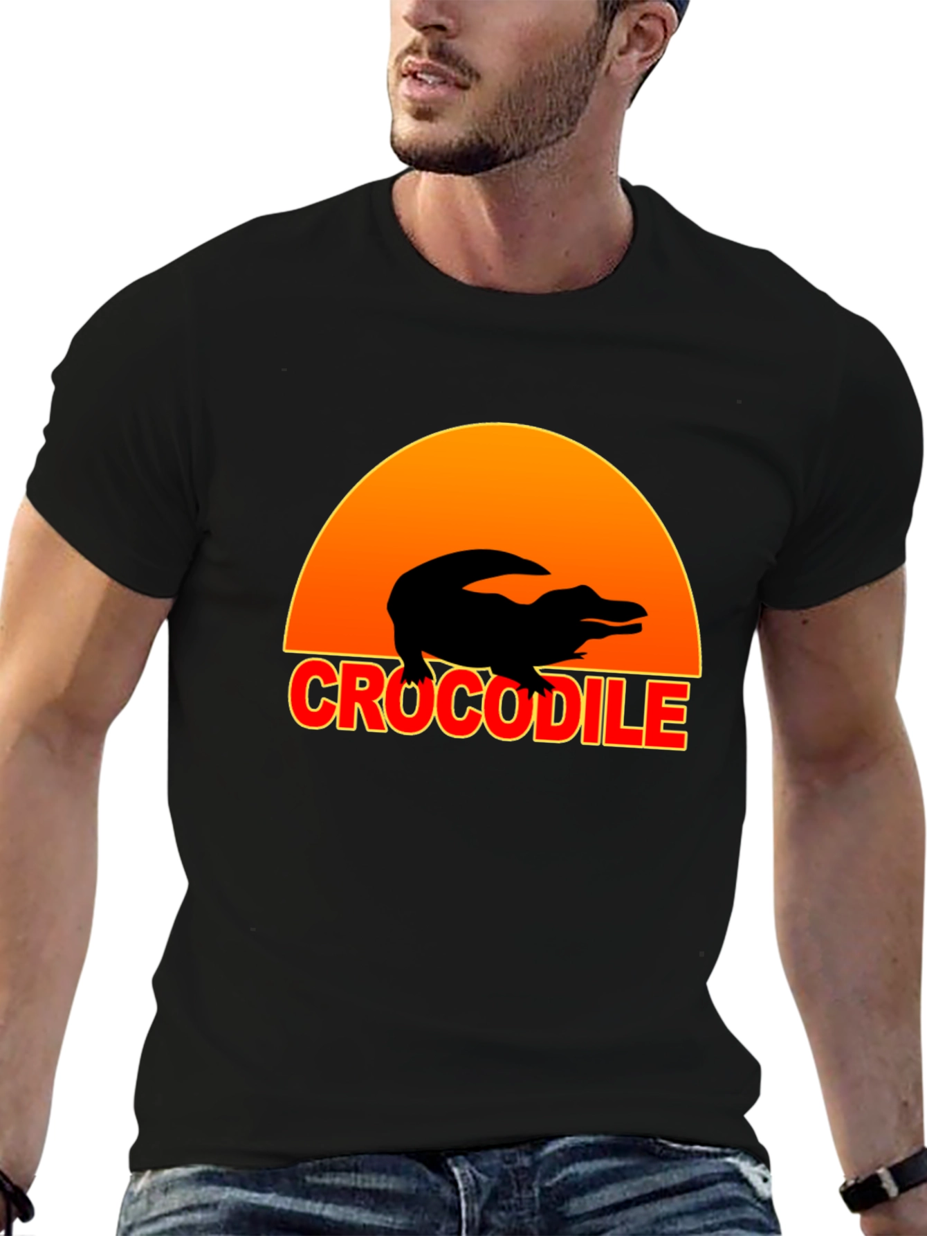 Crocodile Sunset Graphic Tee - Black