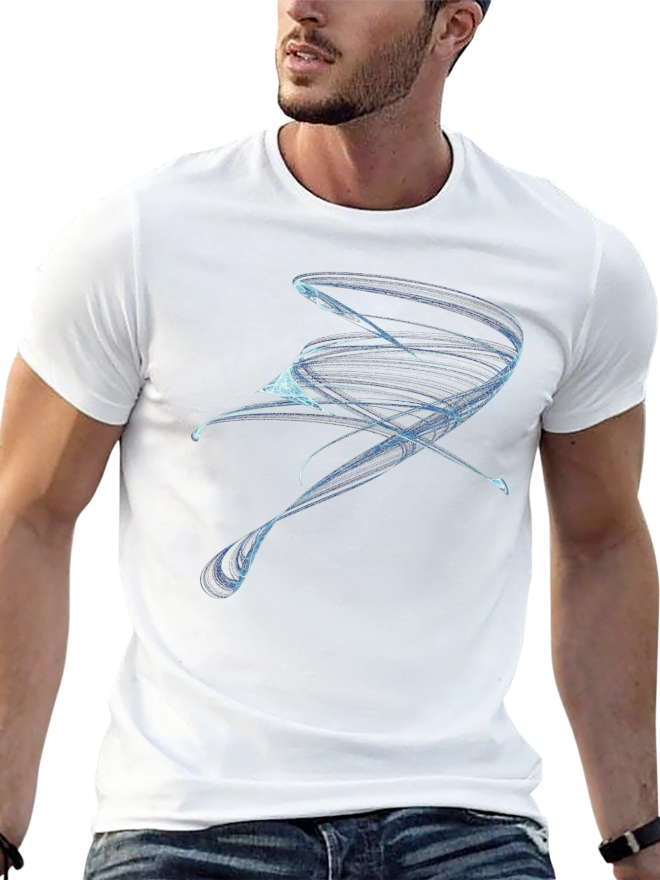 Abstract Swirl Graphic Black T-Shirt