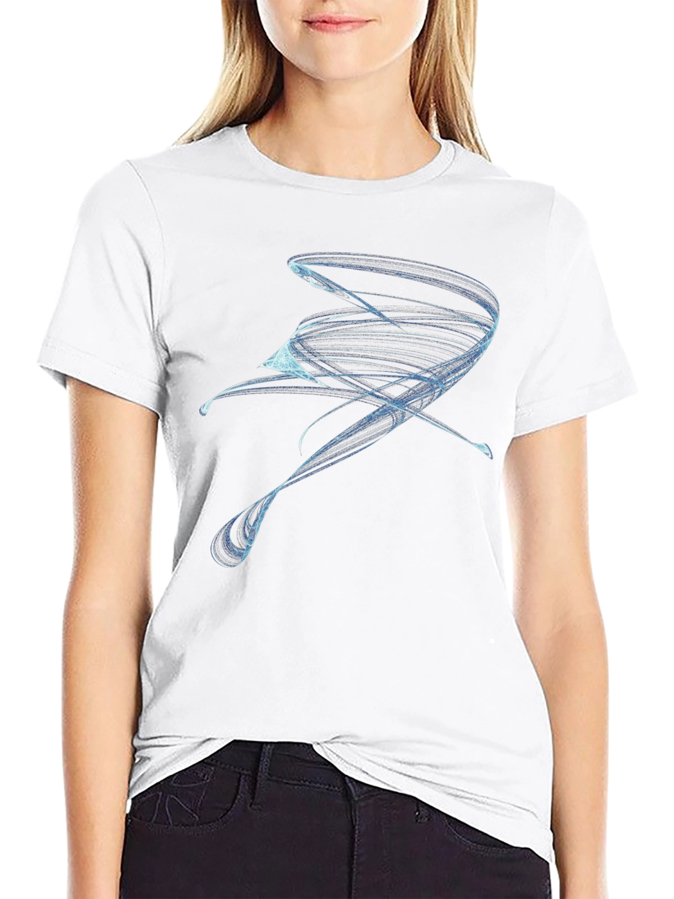 Abstract Swirl Graphic Black T-Shirt
