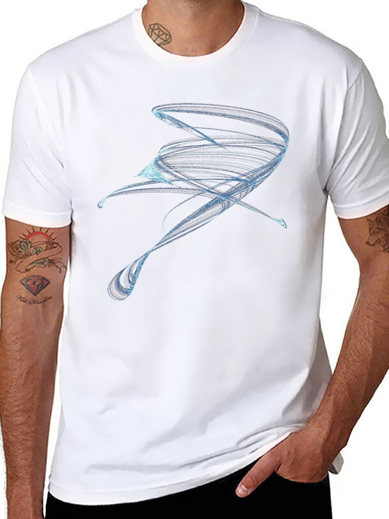 Abstract Swirl Graphic Black T-Shirt