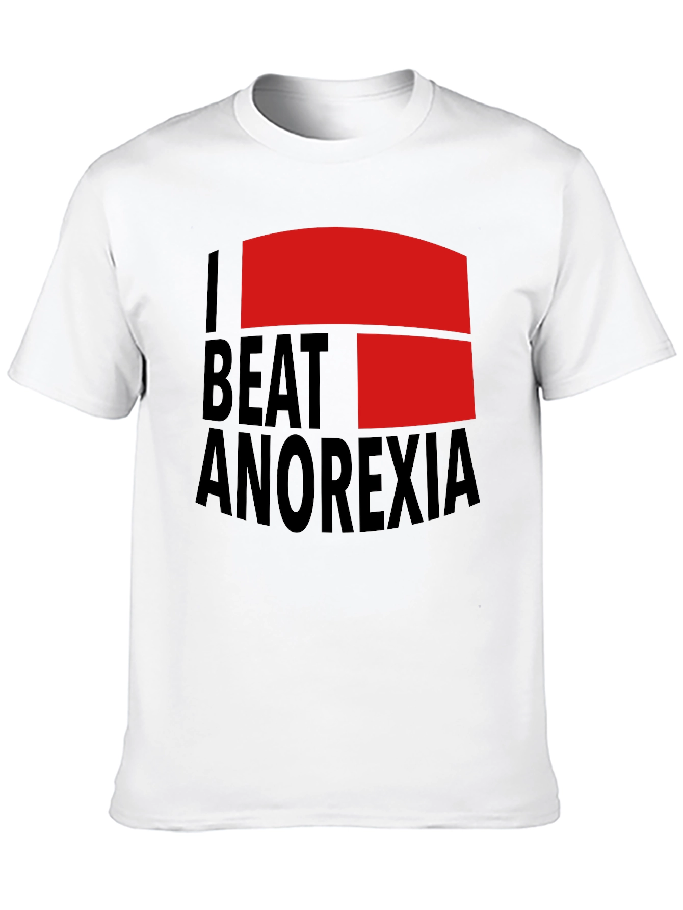 I Beat Anorexia Black Cotton T-Shirt