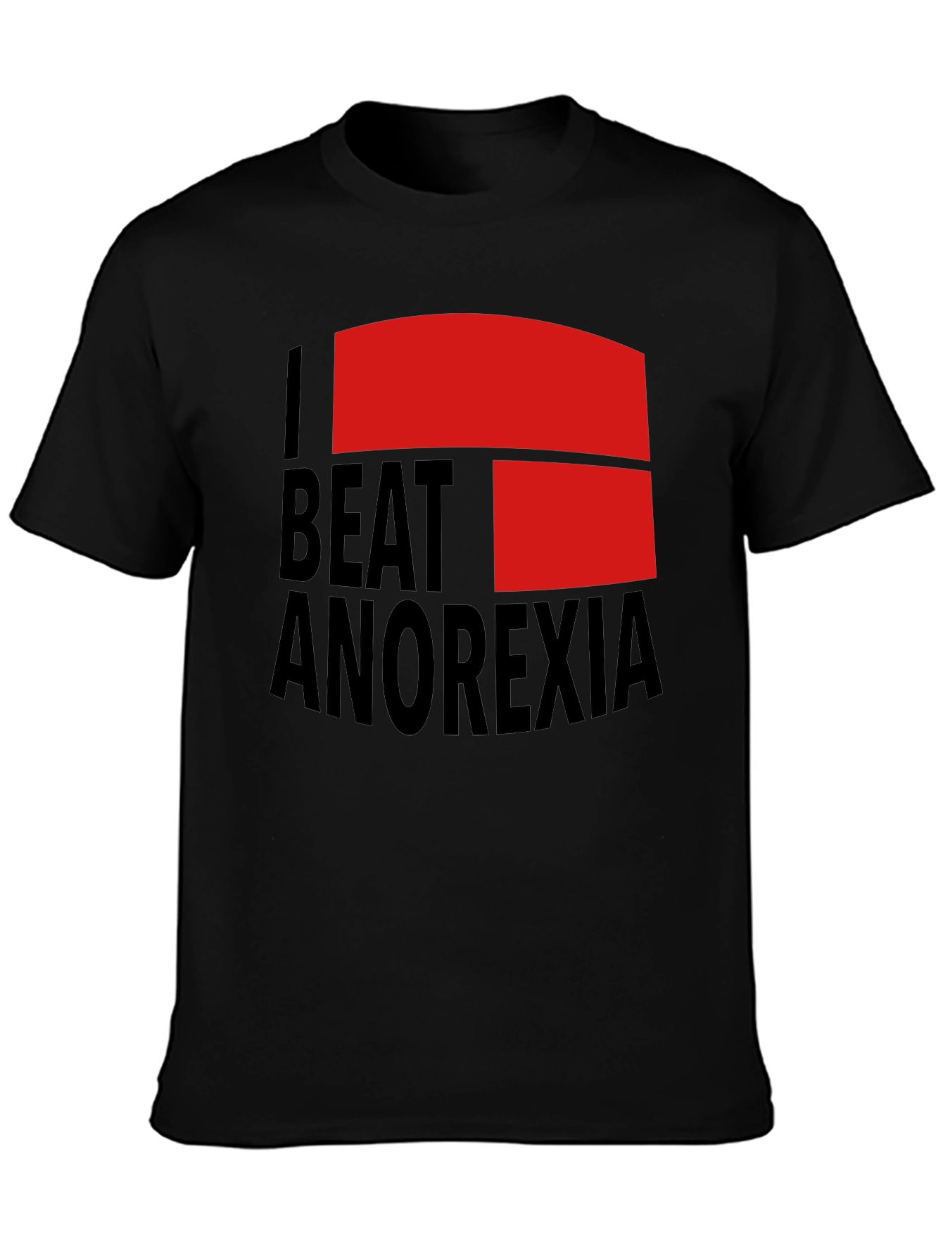 I Beat Anorexia Black Cotton T-Shirt