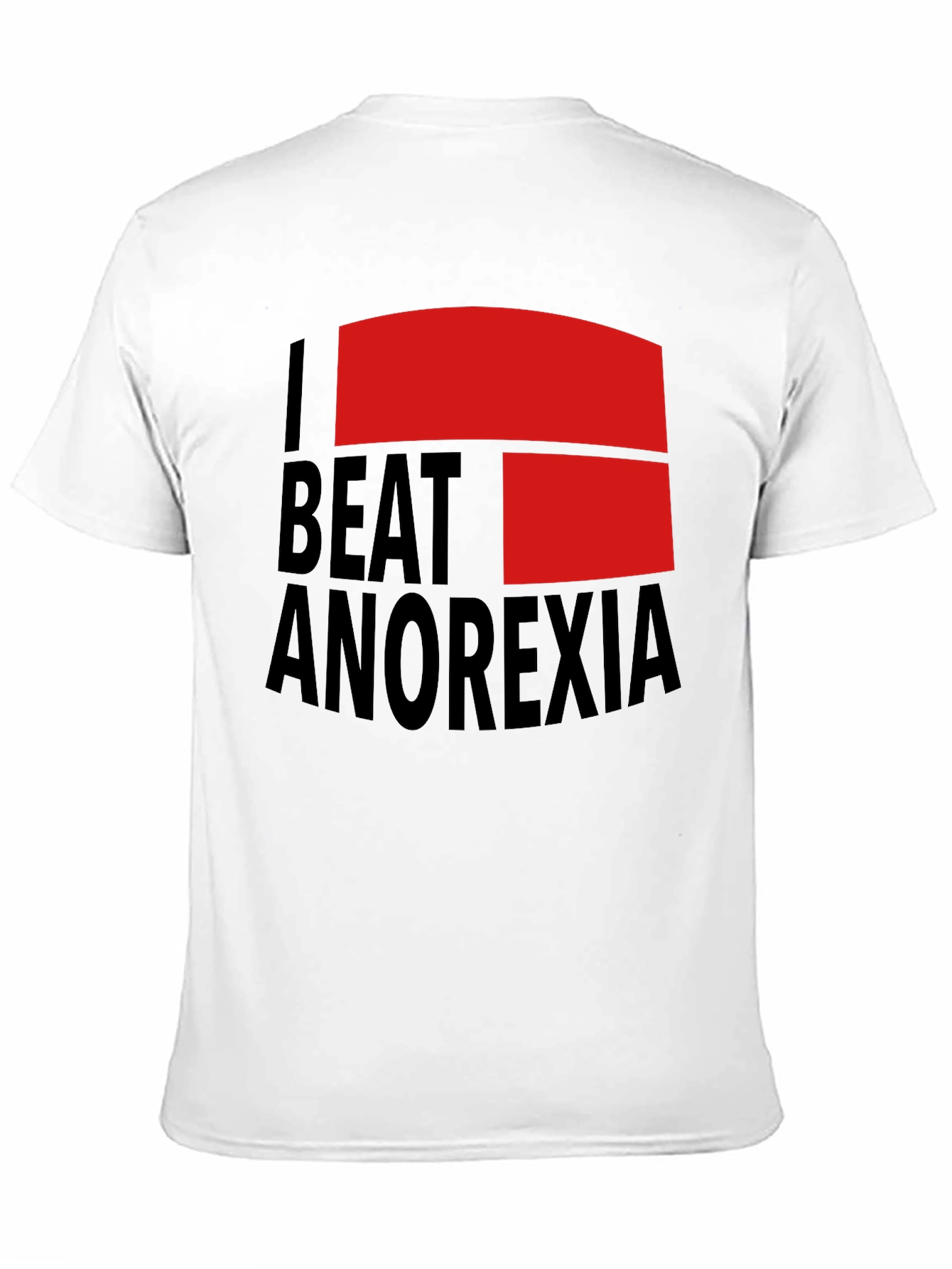 I Beat Anorexia Black Cotton T-Shirt
