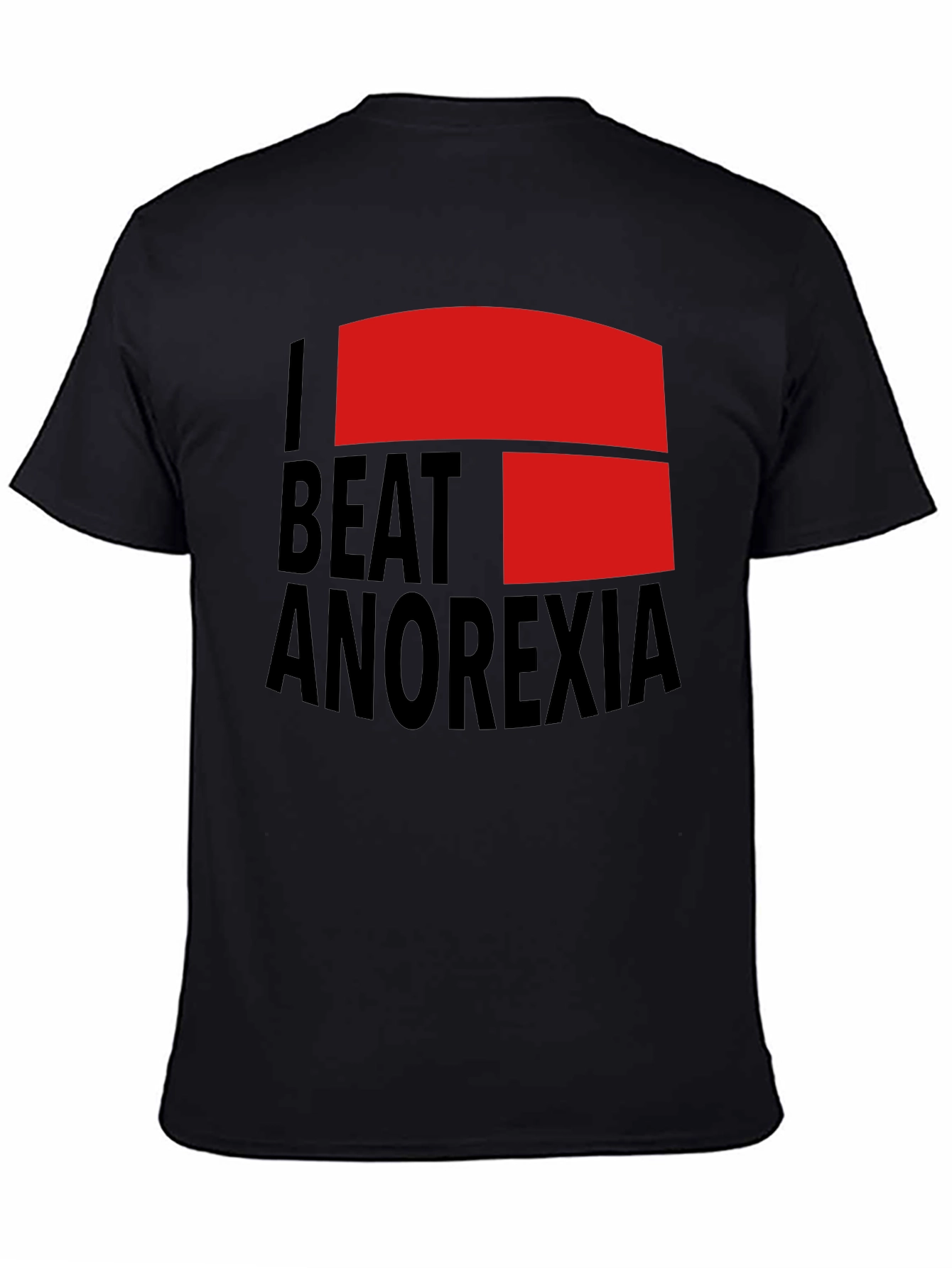 I Beat Anorexia Black Cotton T-Shirt