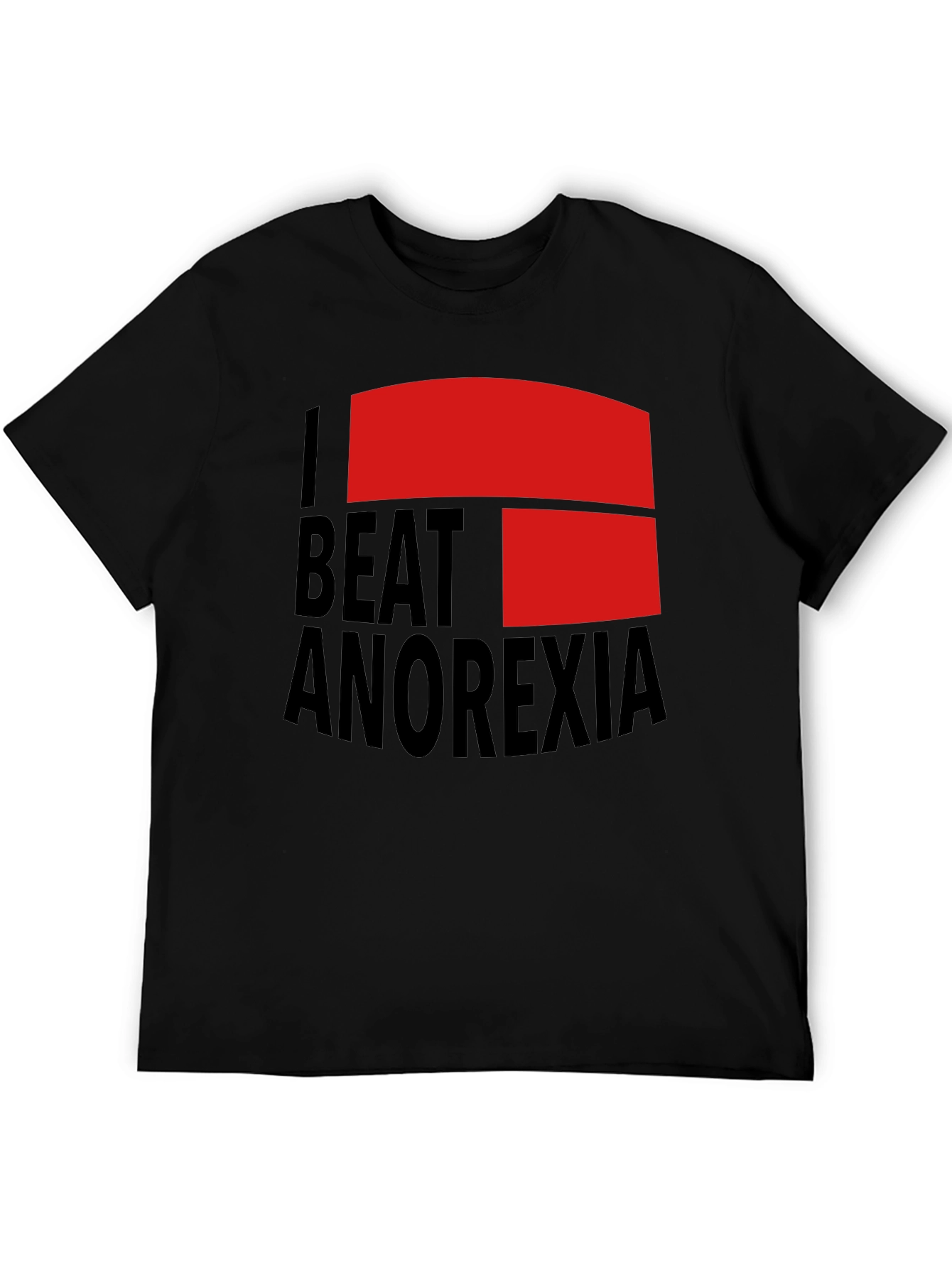 I Beat Anorexia Black Cotton T-Shirt