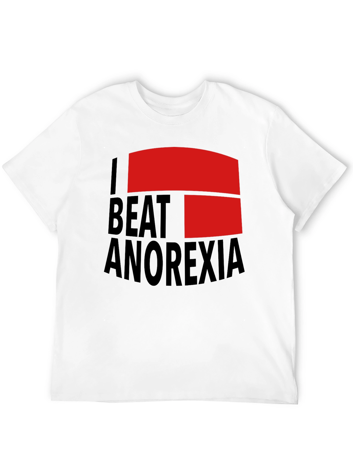 I Beat Anorexia Black Cotton T-Shirt
