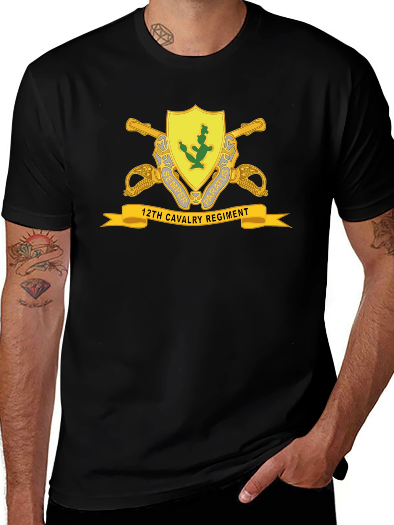 12th Cavalry Regiment Black T-Shirt