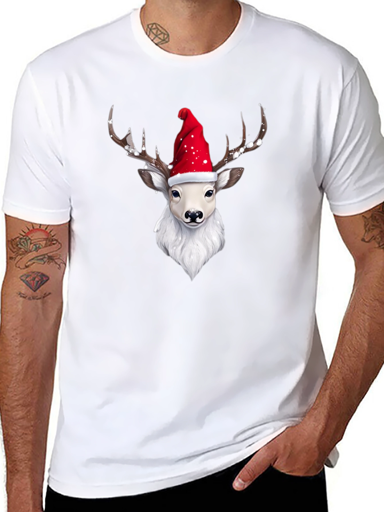 Festive Reindeer Graphic Tee - Holiday Style