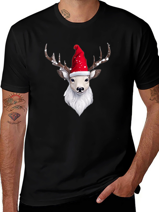 Festive Reindeer Graphic Tee - Holiday Style