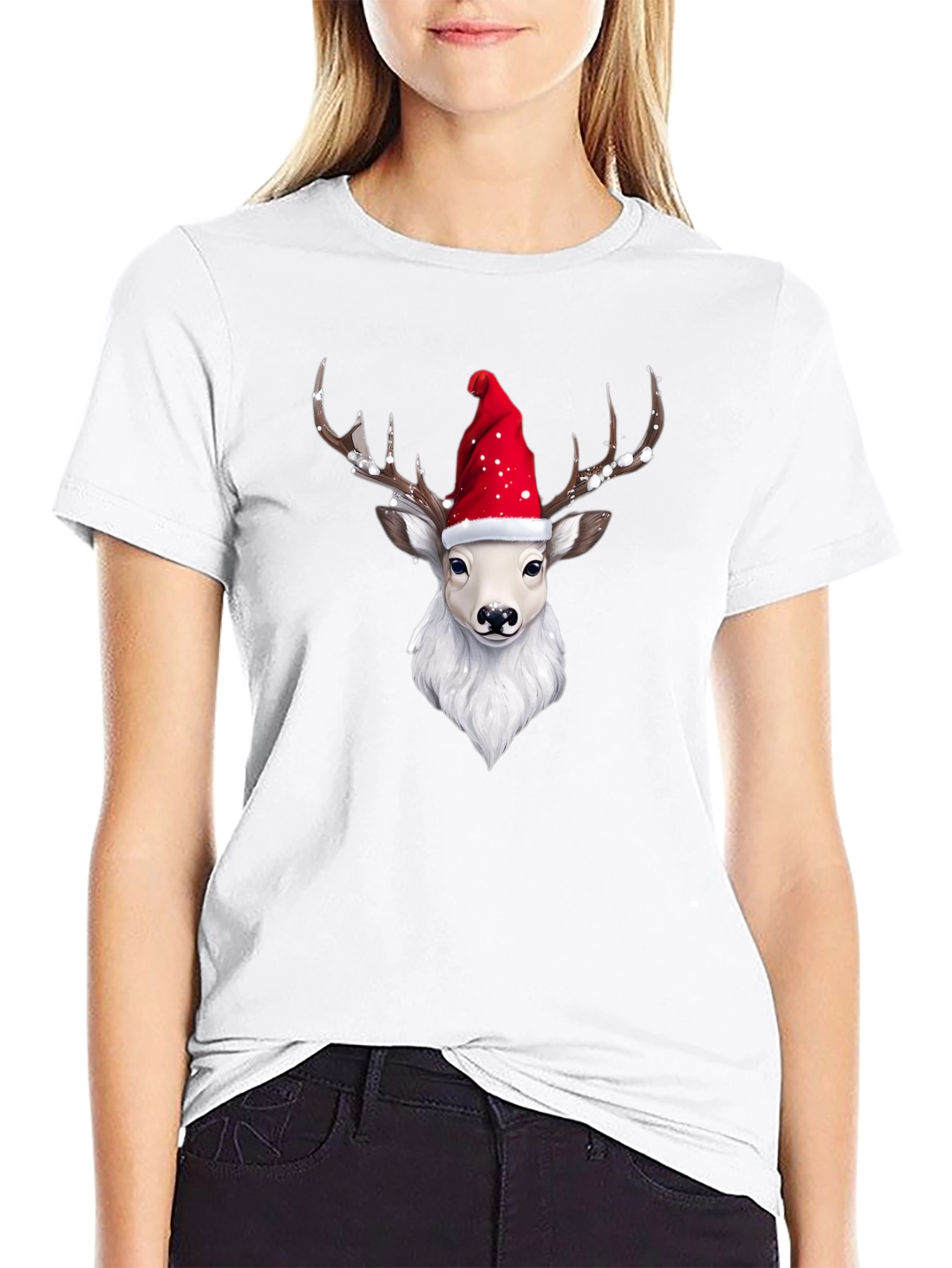 Festive Reindeer Graphic Tee - Holiday Style