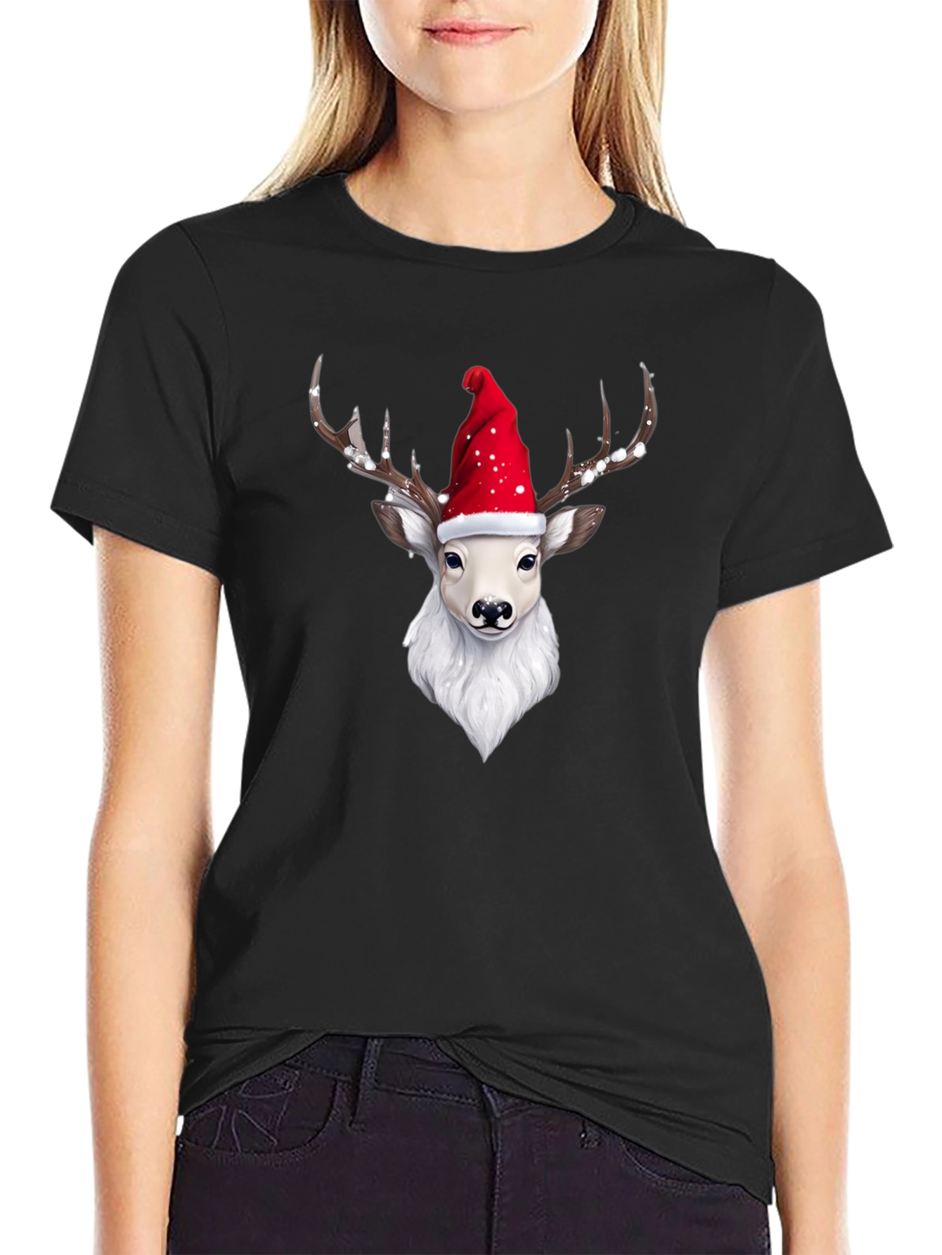 Festive Reindeer Graphic Tee - Holiday Style