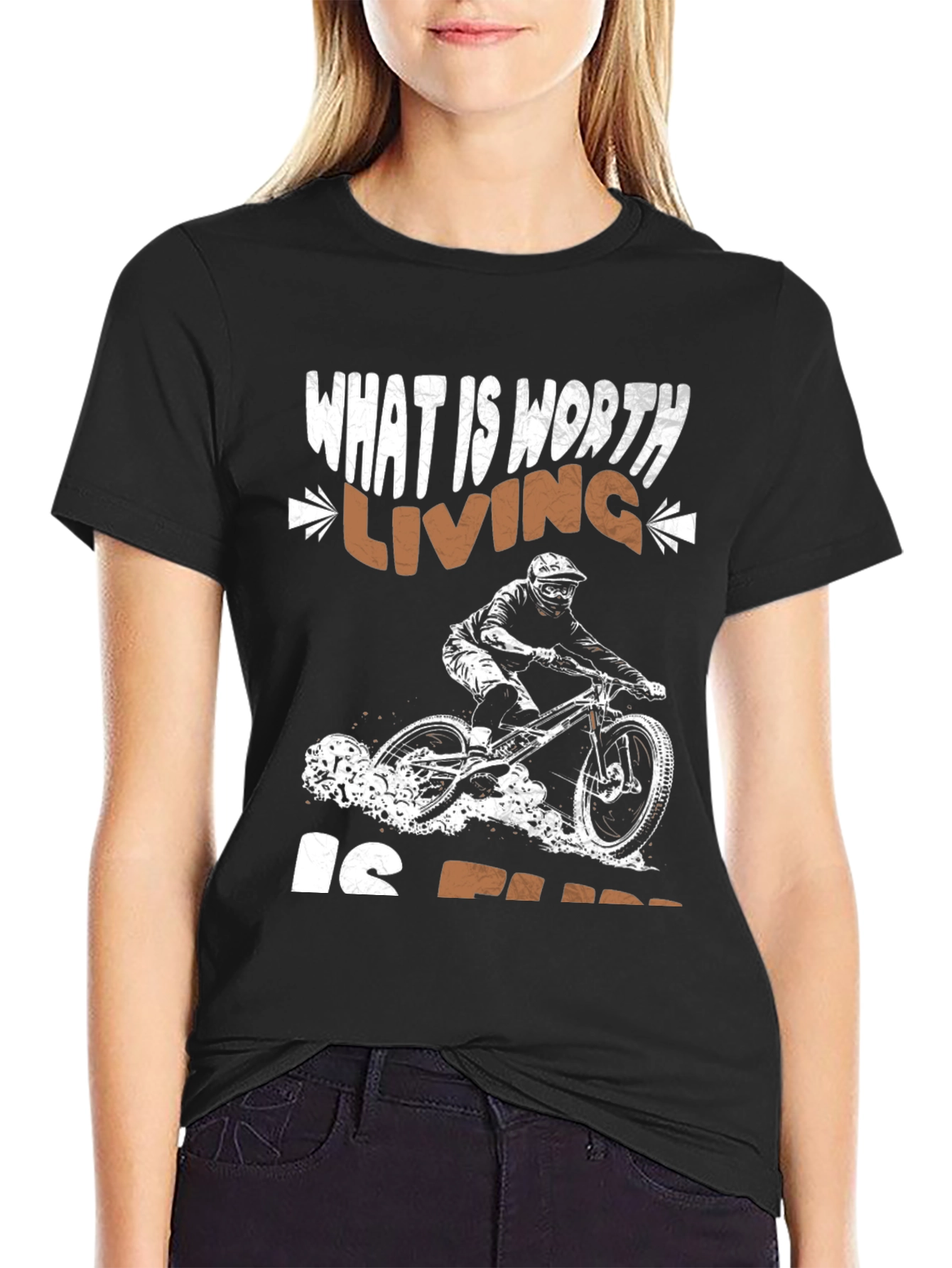 Mountain Bike T-Shirt - Worth Living is Free